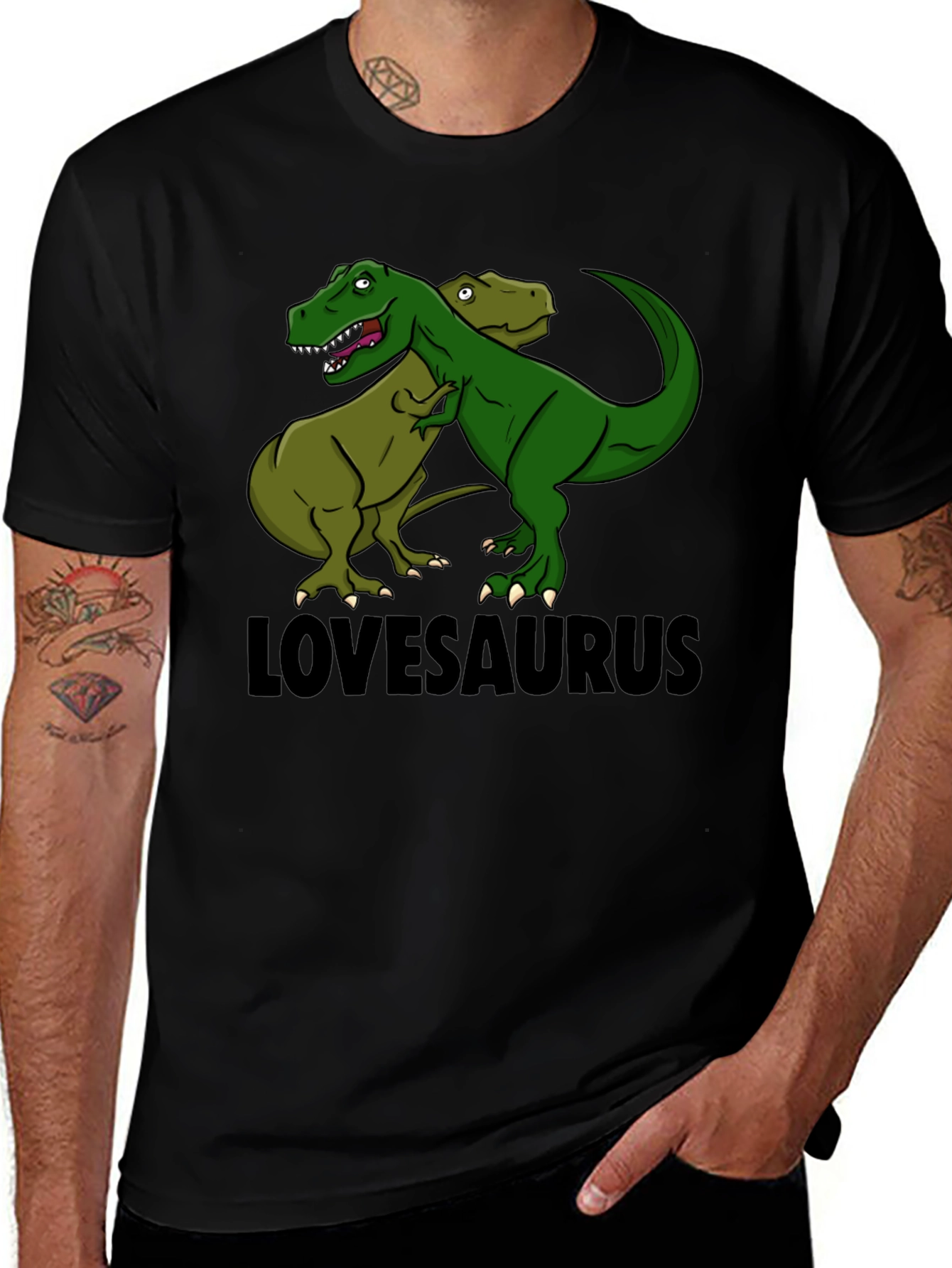 Variant 11 of Lovesaurus Dinosaur Graphic Tee - Black T-Shirt