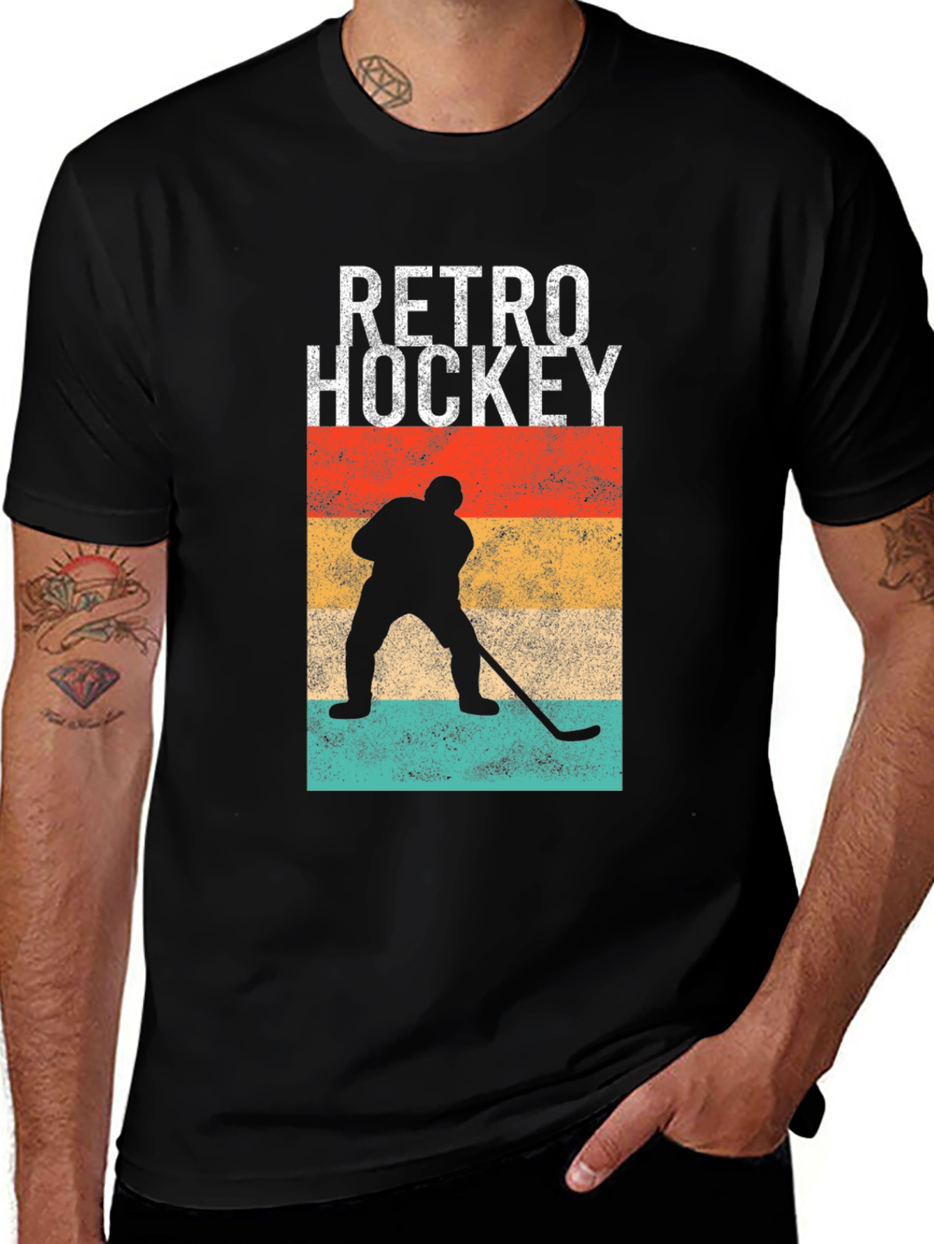 Variant 19 of Retro Hockey Player Graphic Tee - Vintage Style