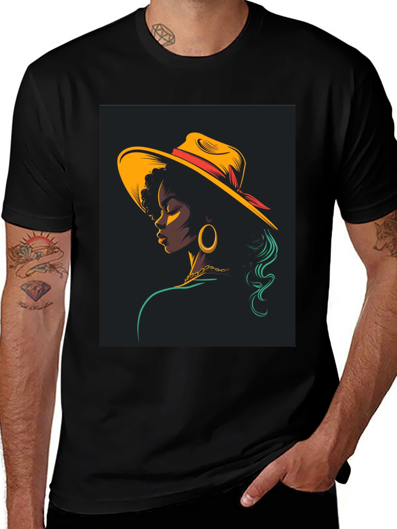 Variant 14 of Stylish Black T-Shirt with Retro Woman Graphic