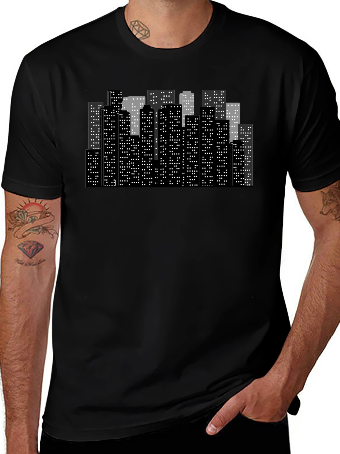 Variant 16 of Cityscape Graphic Tee - Black T-Shirt