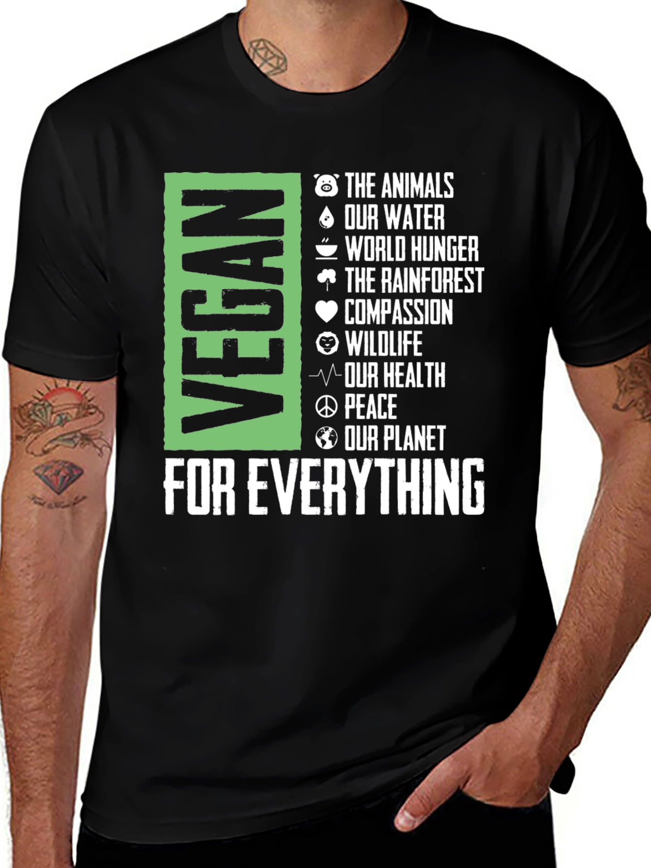 Variant 26 of Vegan for Everything T-Shirt - Animal Lover Tee