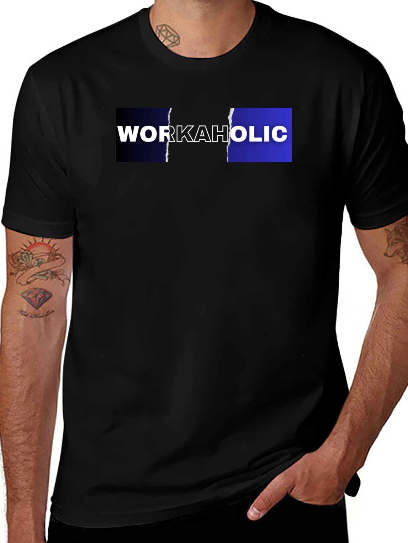 Variant 27 of Workaholic Graphic Tee - Black Casual T-Shirt