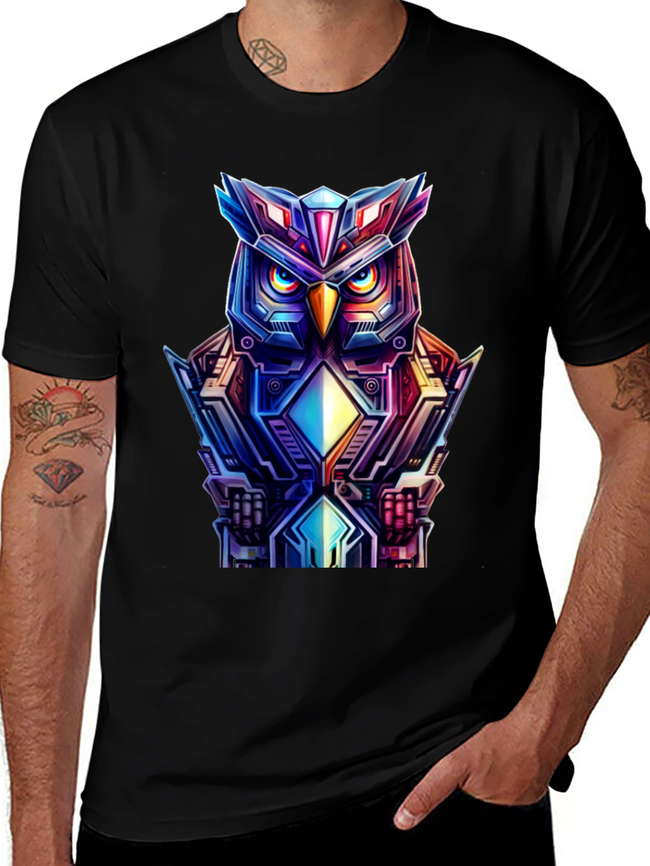 Cyber Owl T-Shirt - Robotic Bird Tee