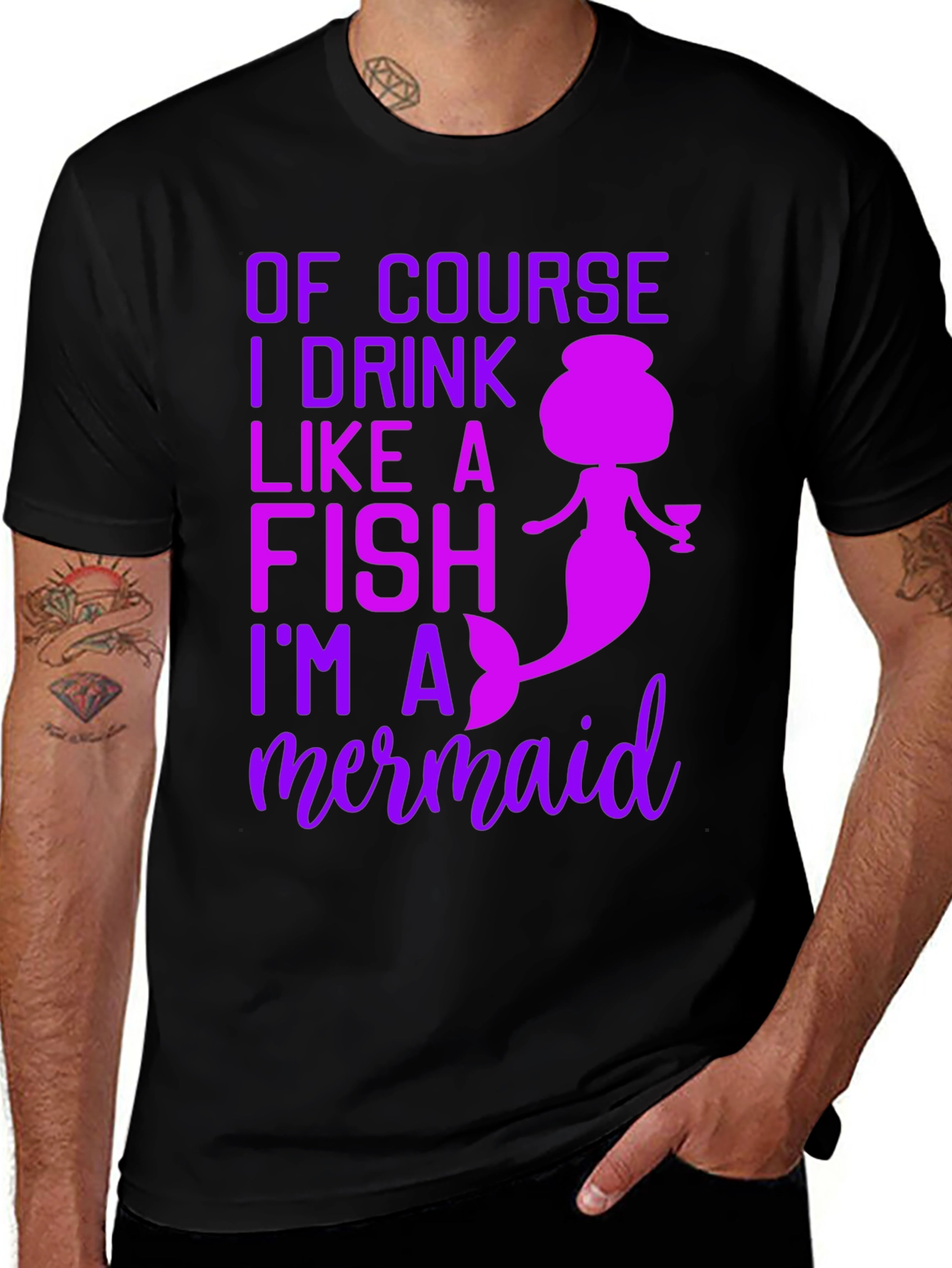 Variant 28 of Funny Mermaid Drink Like a Fish T-Shirt