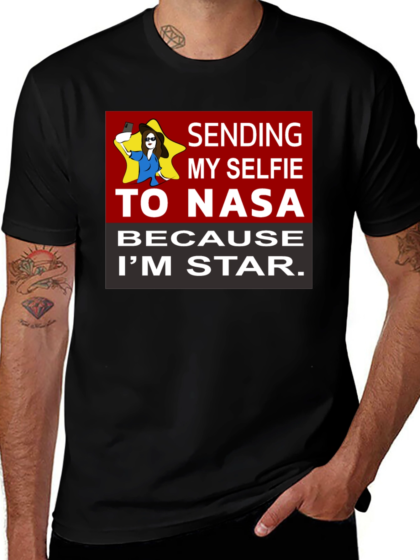 Selfie to NASA Black T-Shirt