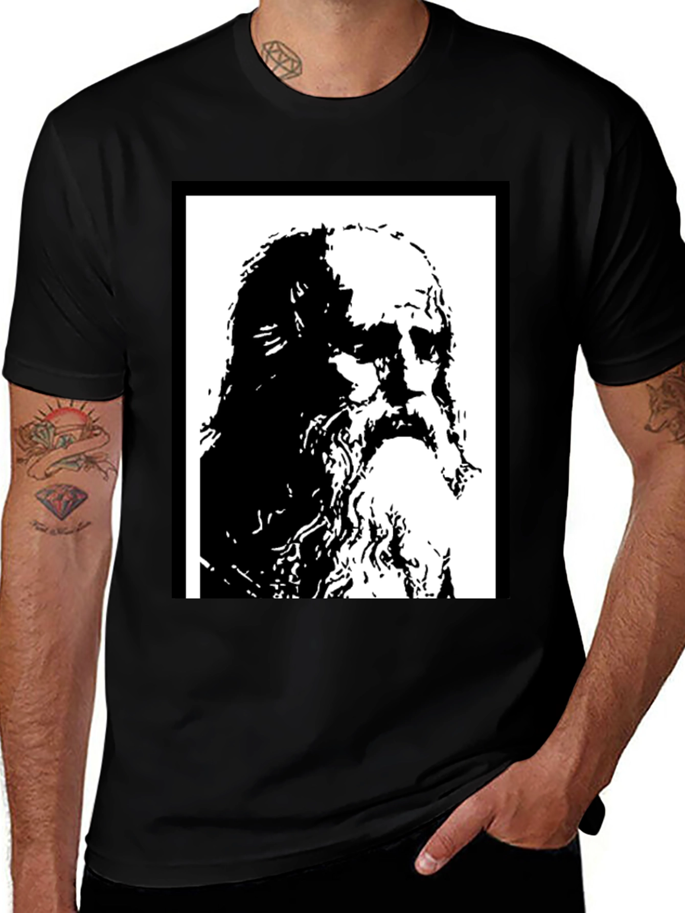 Variant 24 of Monochrome Portrait Graphic Tee - Classic Black