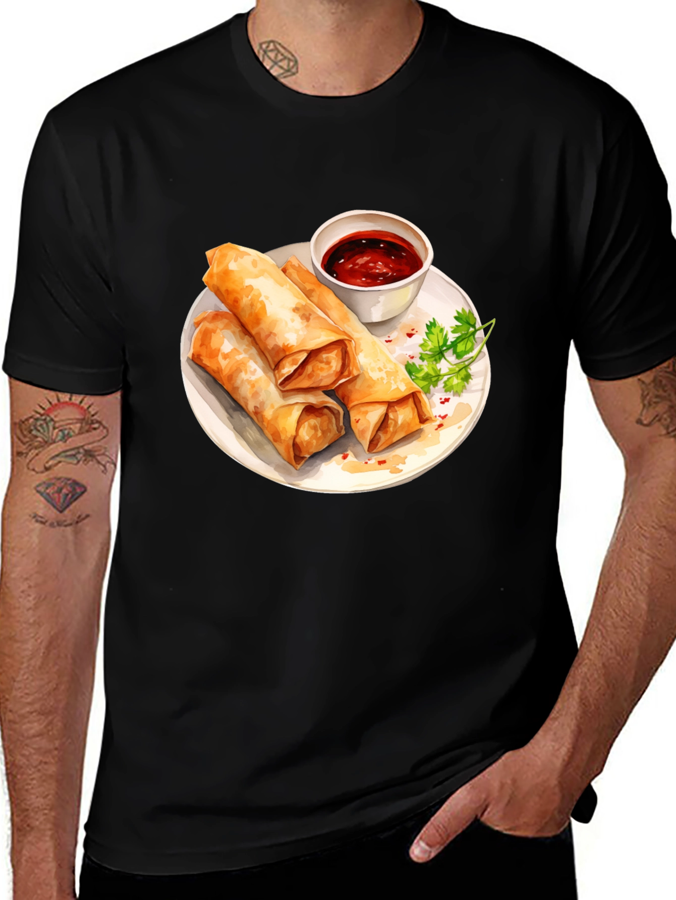 Variant 7 of Spring Rolls Graphic Tee - Unique Food Lover's Gift