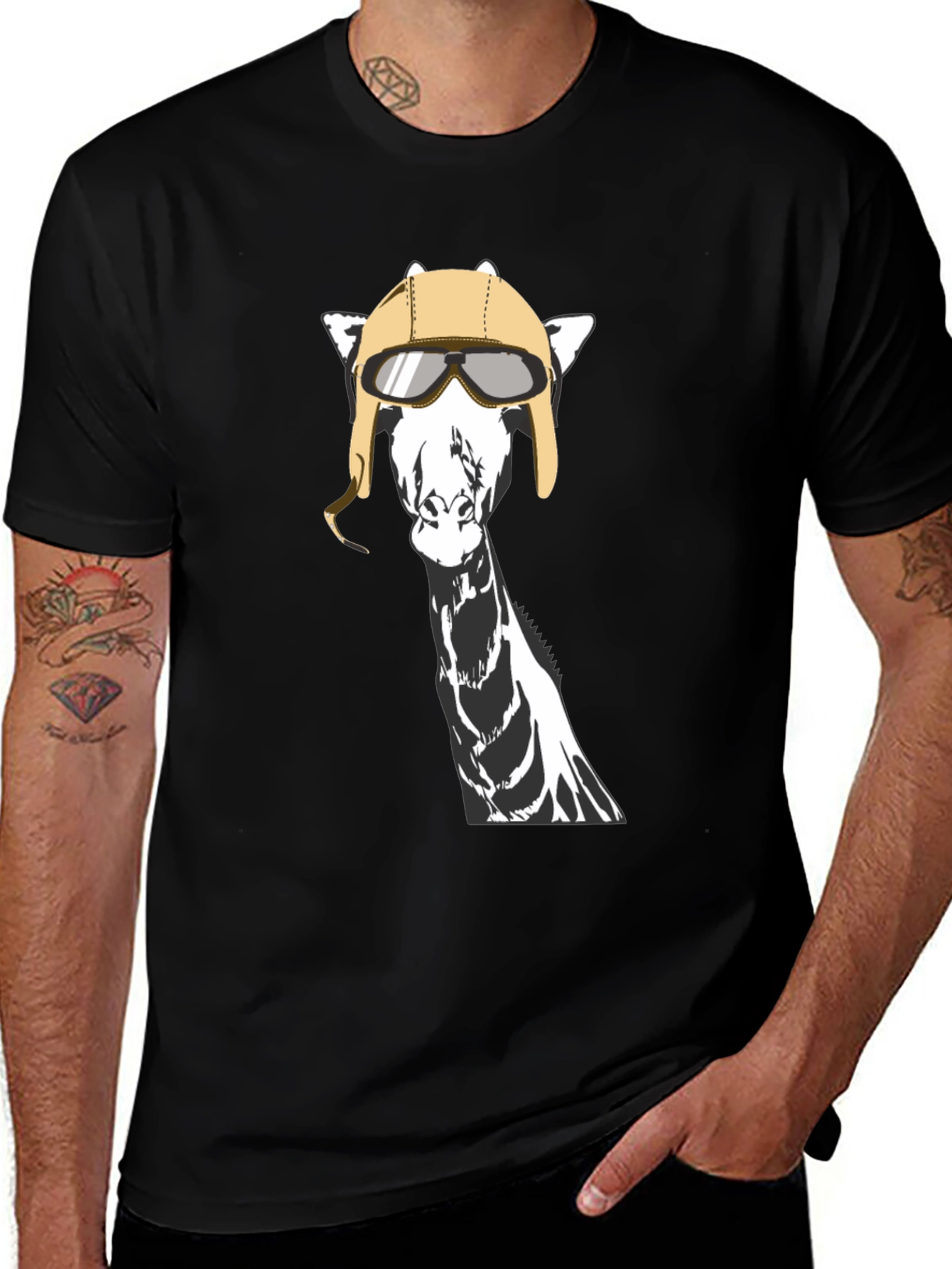 Variant 13 of Giraffe Aviator T-Shirt - Unique Graphic Tee