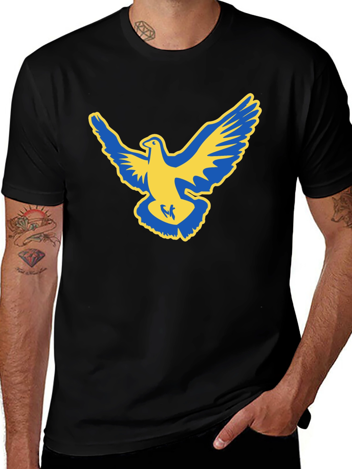Variant 3 of Peace Dove T-Shirt - Blue and Yellow Ukraine Colors