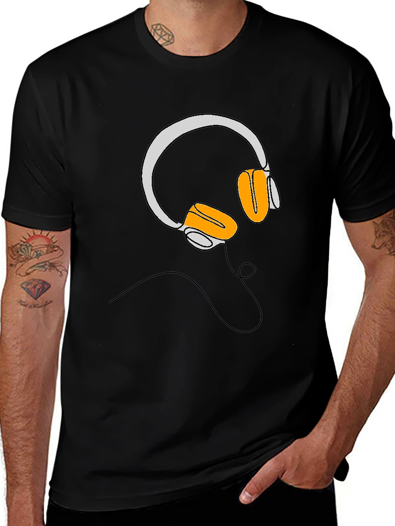 Variant 14 of Headphone Graphic Black T-Shirt
