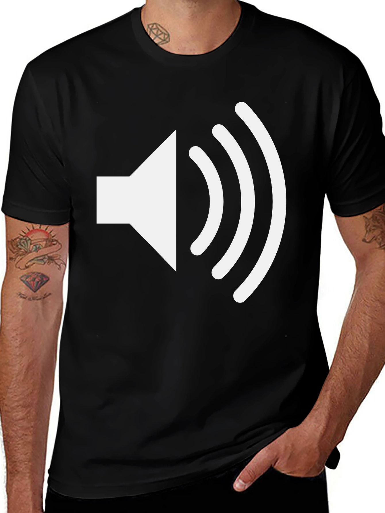 Variant 16 of Sound Wave Graphic Tee - Black Cotton T-Shirt