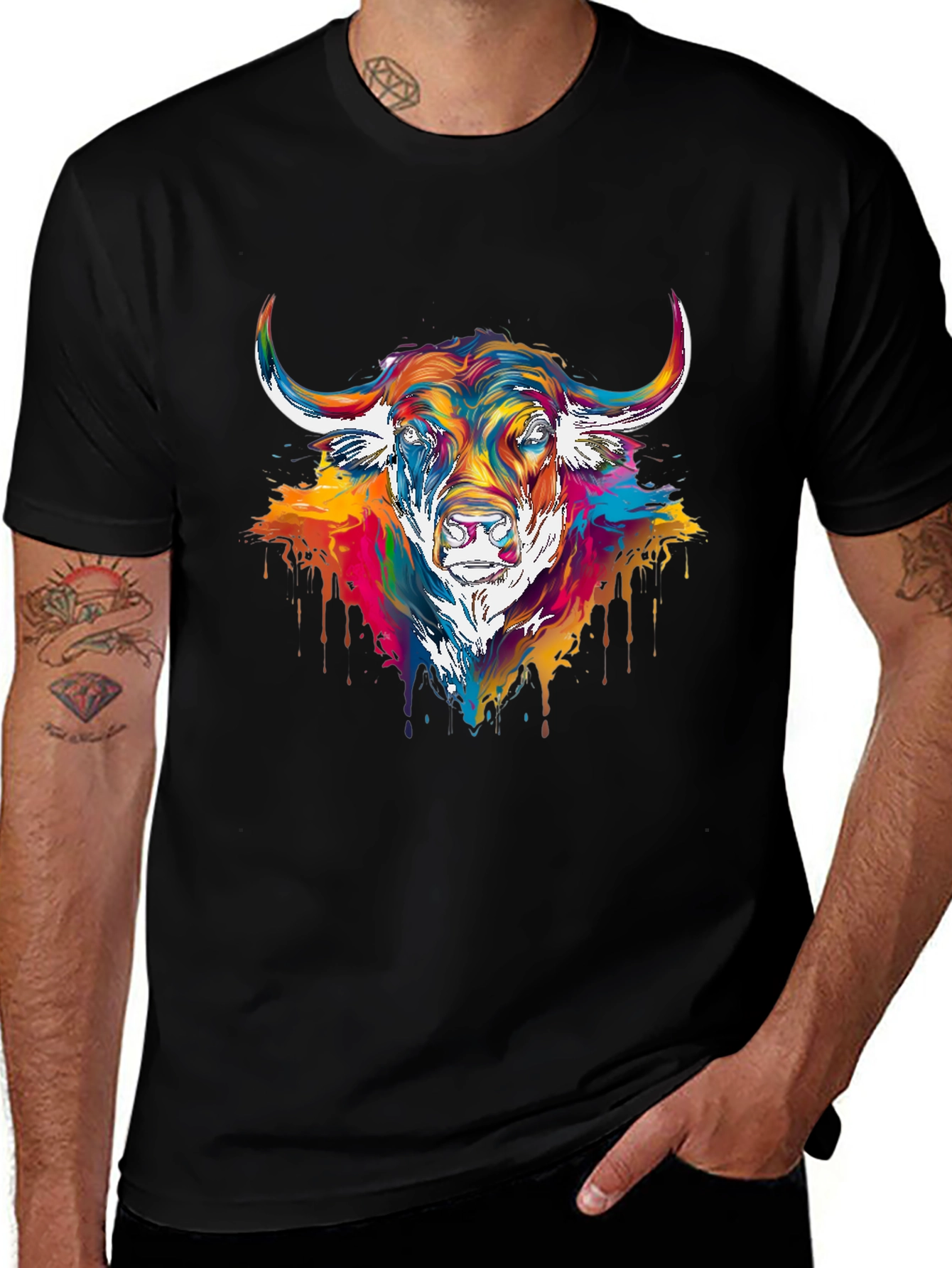 Variant 30 of Colorful Bull Graphic T-Shirt - Bold Statement Tee