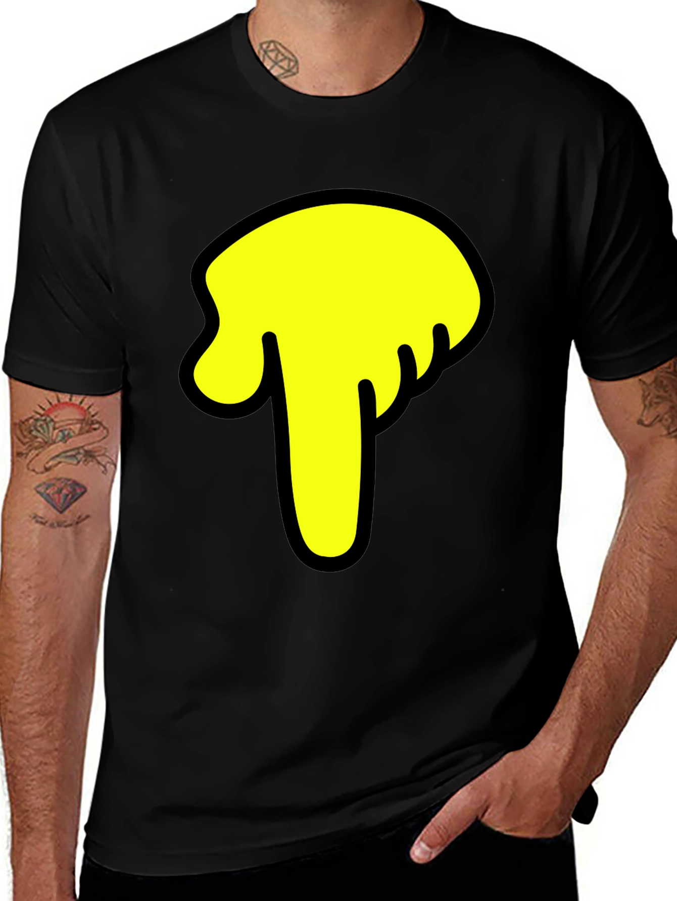Drippy Yellow Graphic Black T-Shirt