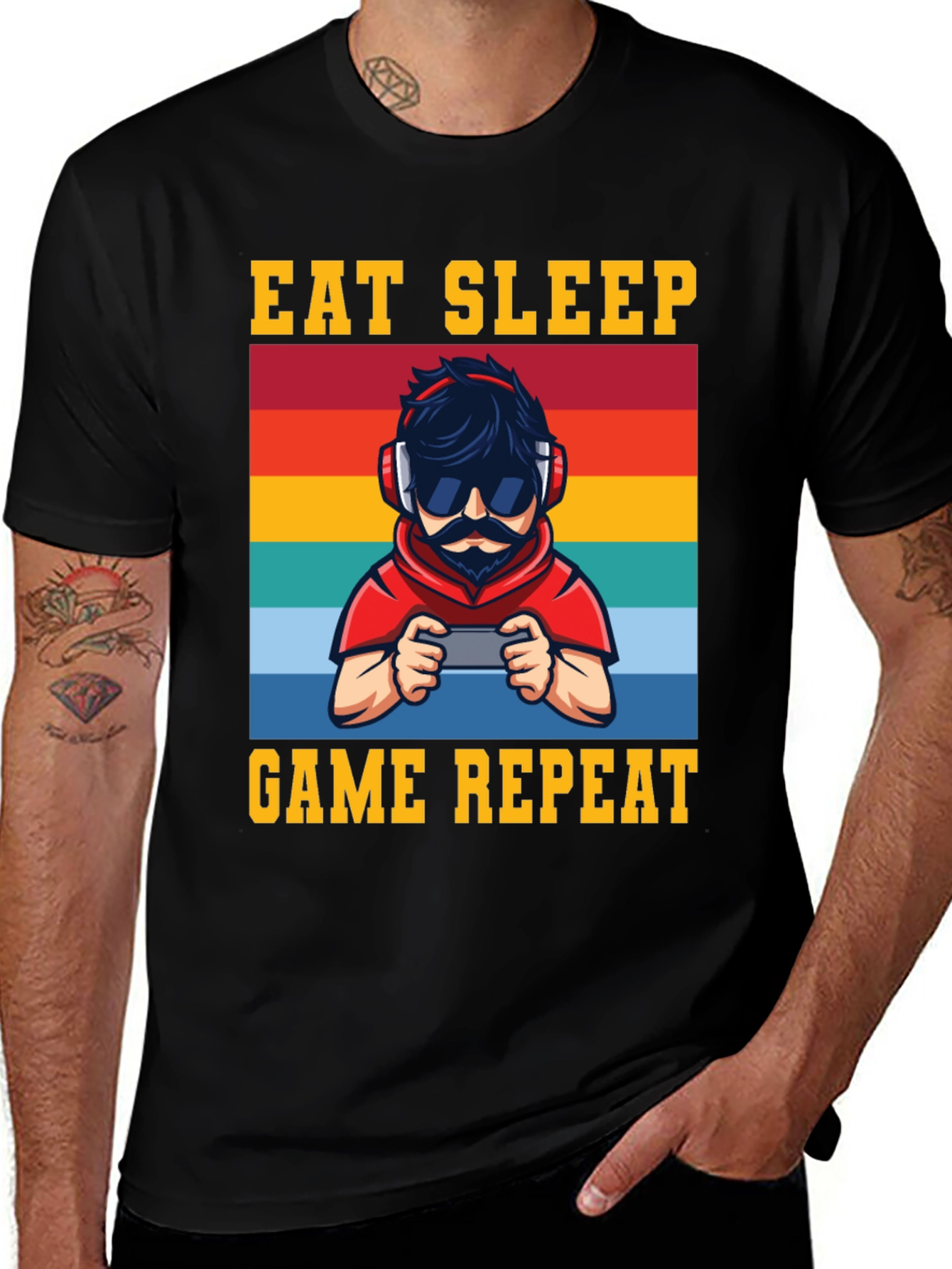 Variant 2 of Eat Sleep Game Repeat Graphic Tee