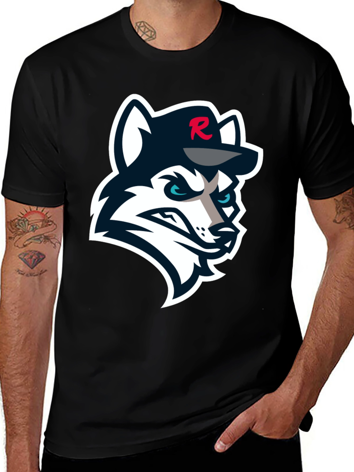 Variant 16 of Black T-Shirt with Wolf Logo