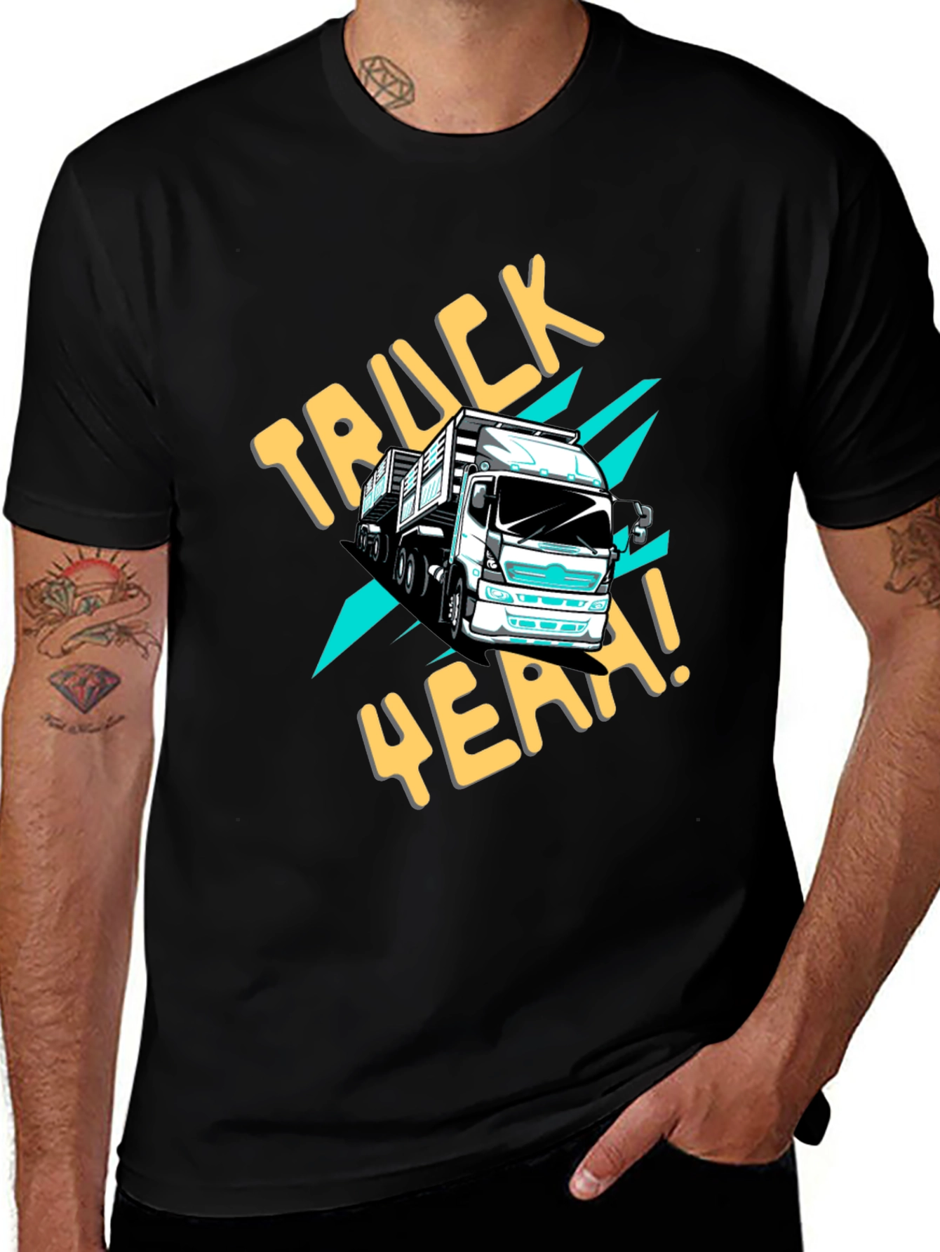 Truck Yeah! Graphic Tee - Black Cotton Blend