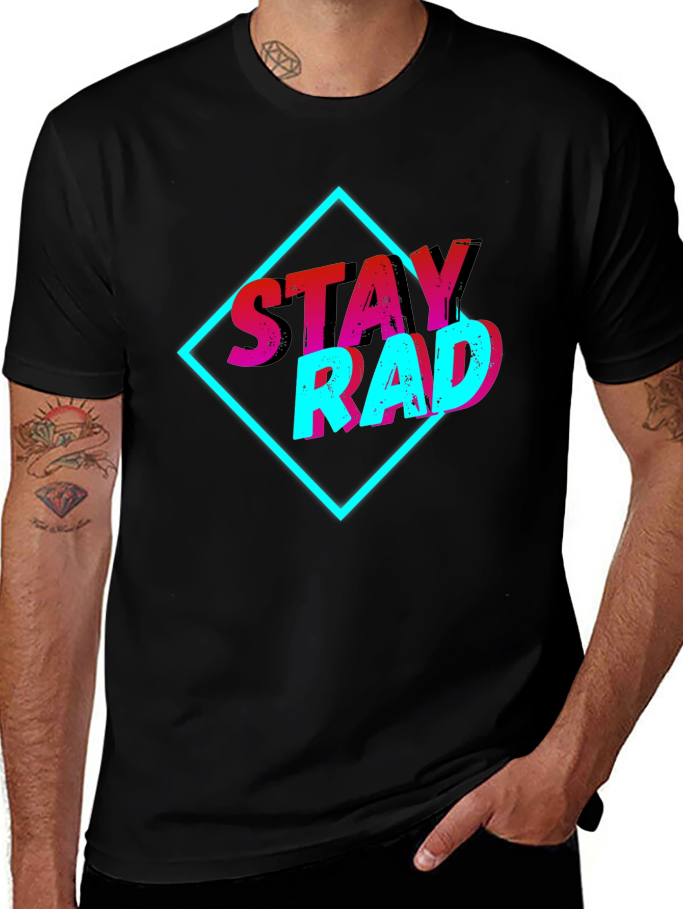 Variant 18 of Stay Rad Retro Graphic Tee - Black Crew Neck T-Shirt