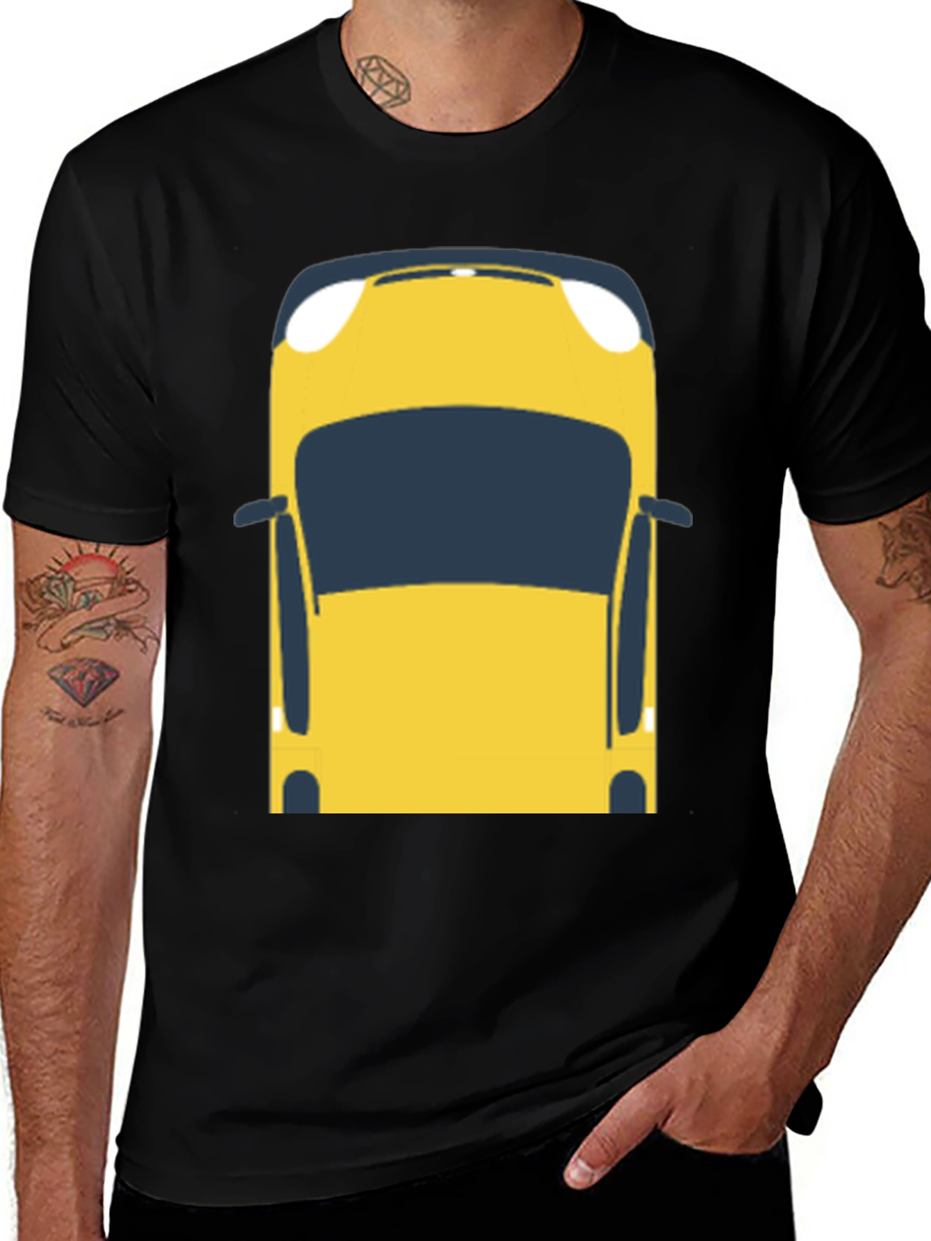 Variant 2 of Yellow Car Graphic T-Shirt - Men's Casual Tee