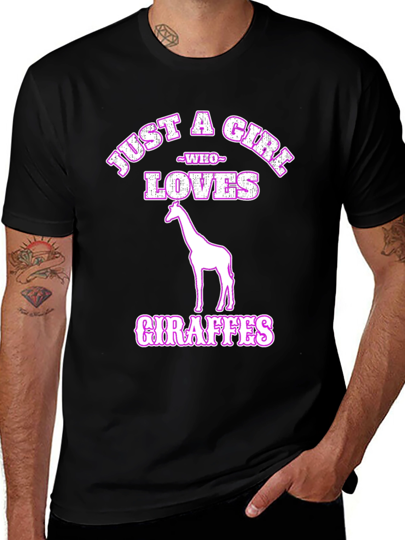 Variant 29 of Girl Who Loves Giraffes Black T-Shirt