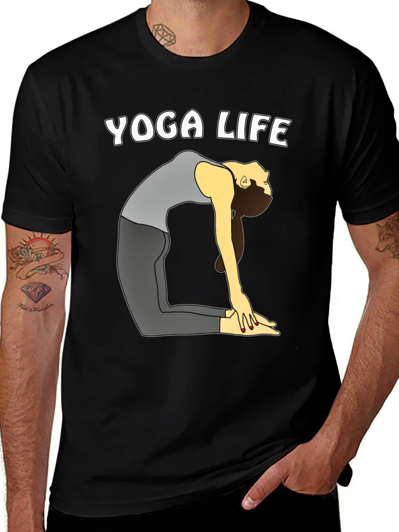 Variant 29 of Yoga Life T-Shirt - Black Graphic Tee