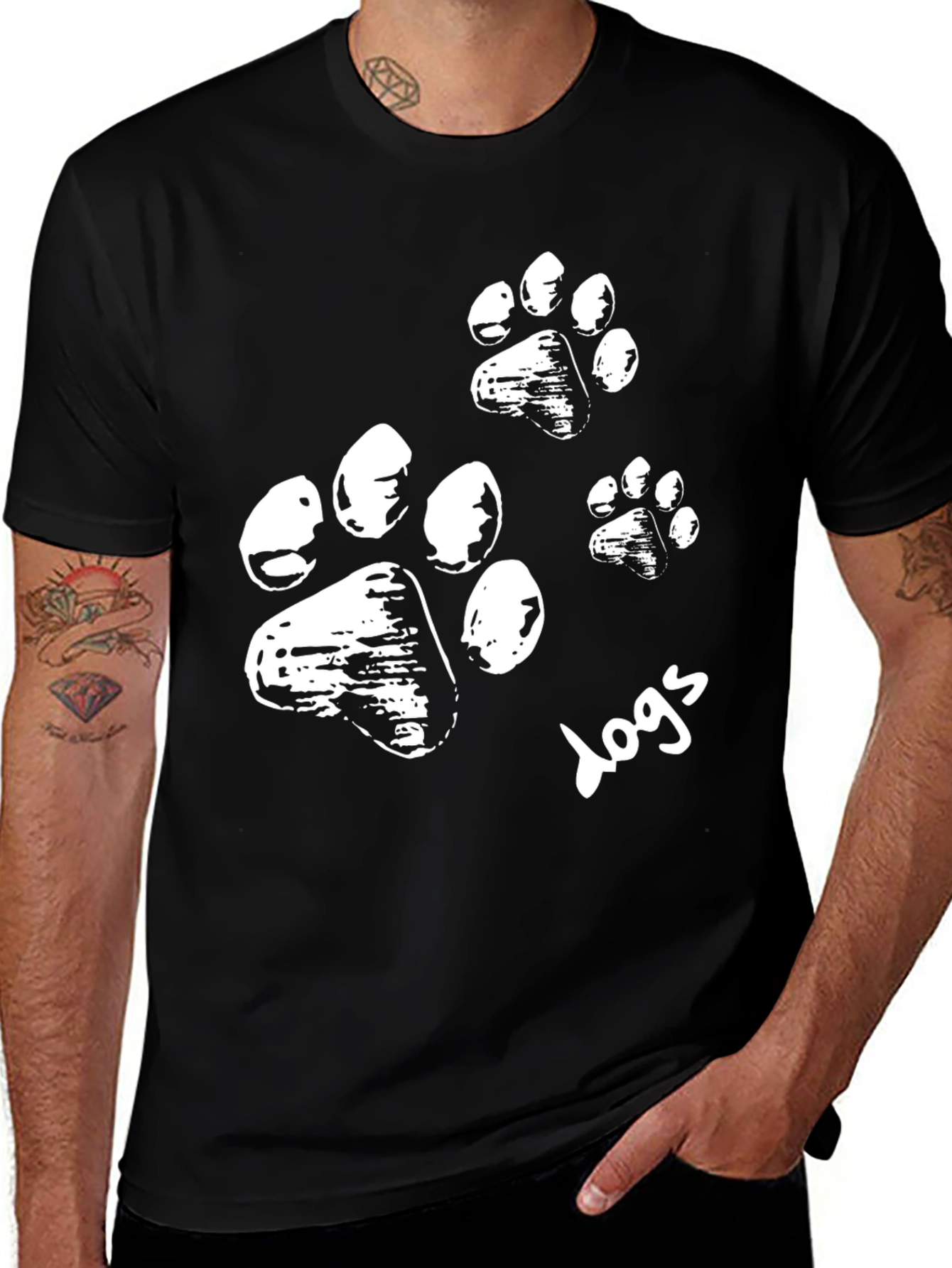 Variant 19 of Dog Paw Print T-Shirt - Black
