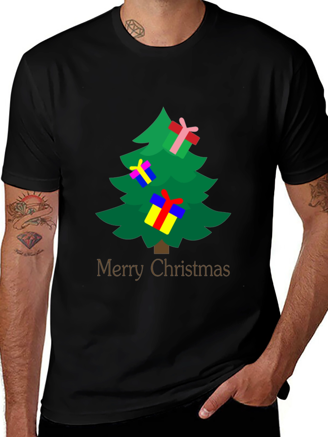 Variant 17 of Merry Christmas Tree Graphic Tee - Holiday Spirit