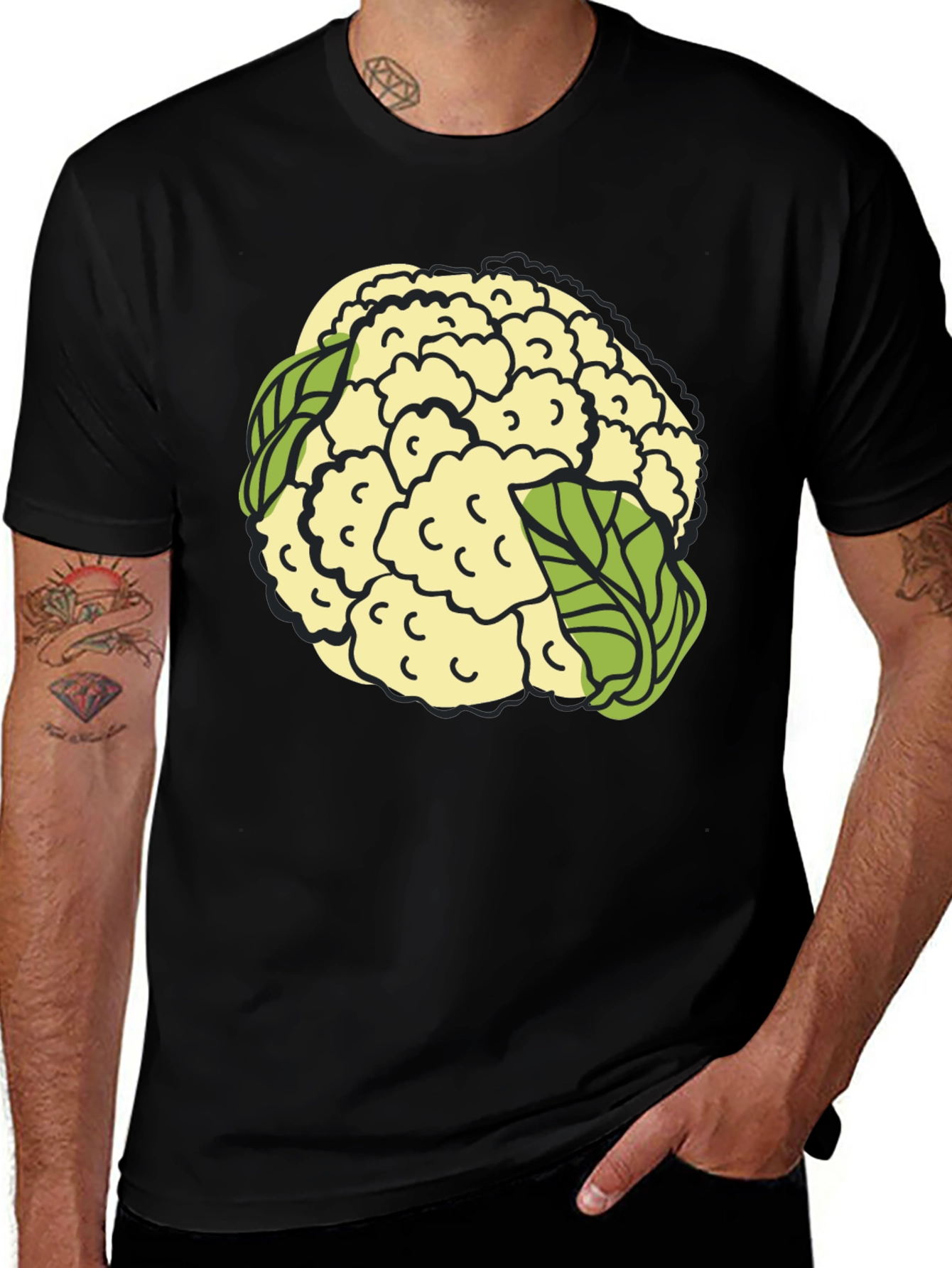 Variant 22 of Cauliflower Graphic T-Shirt - Black Cotton Tee