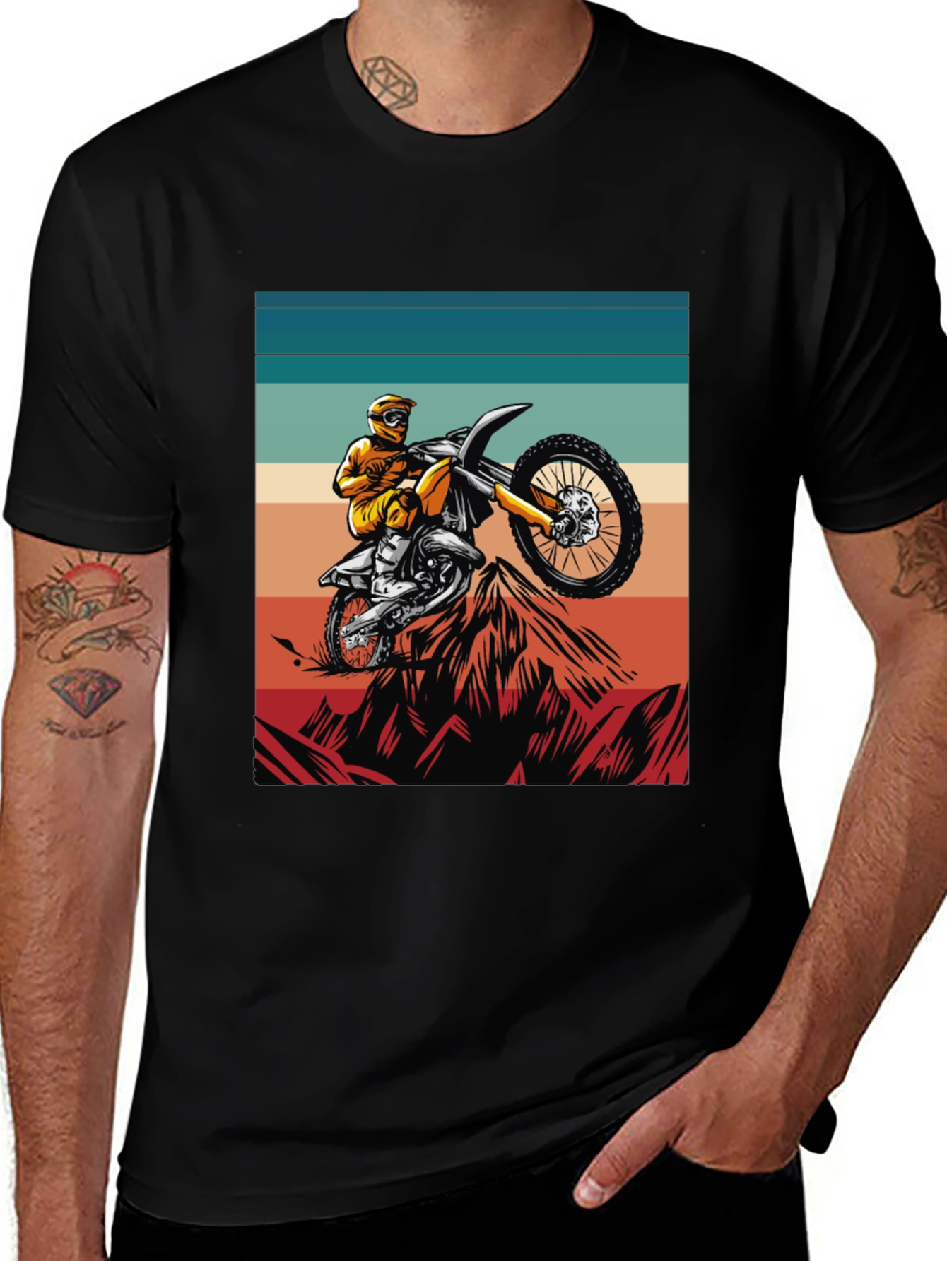 Black Dirt Bike Rider T-Shirt, Motocross Graphic Tee main image