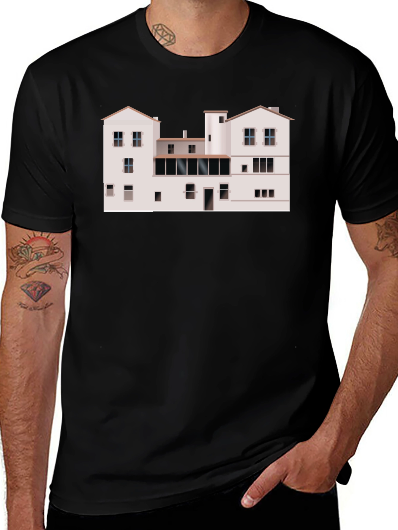 Unique Architecture Building T-Shirt - Black