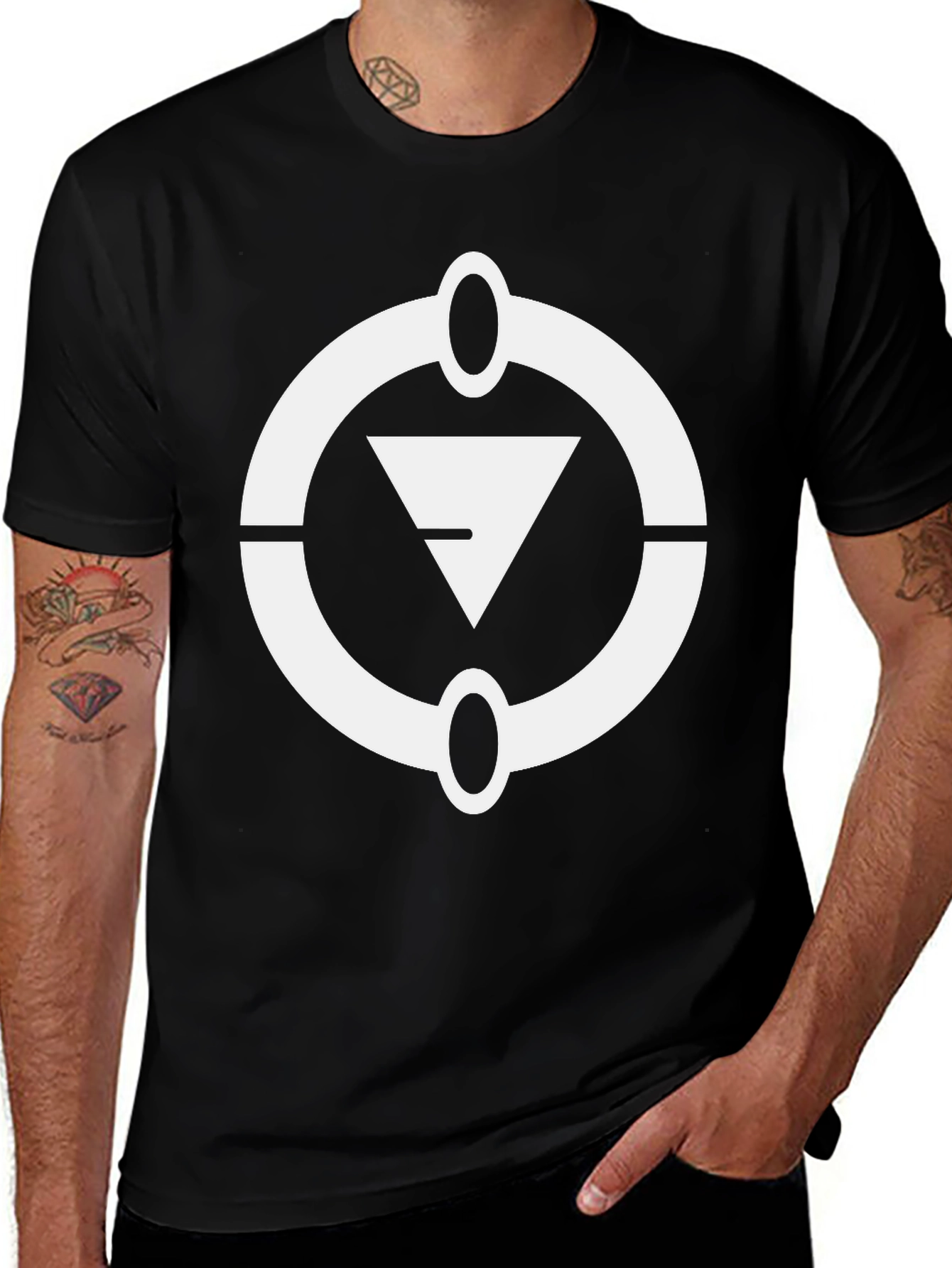 Variant 26 of Graphic Tee: White Symbol on Black T-Shirt