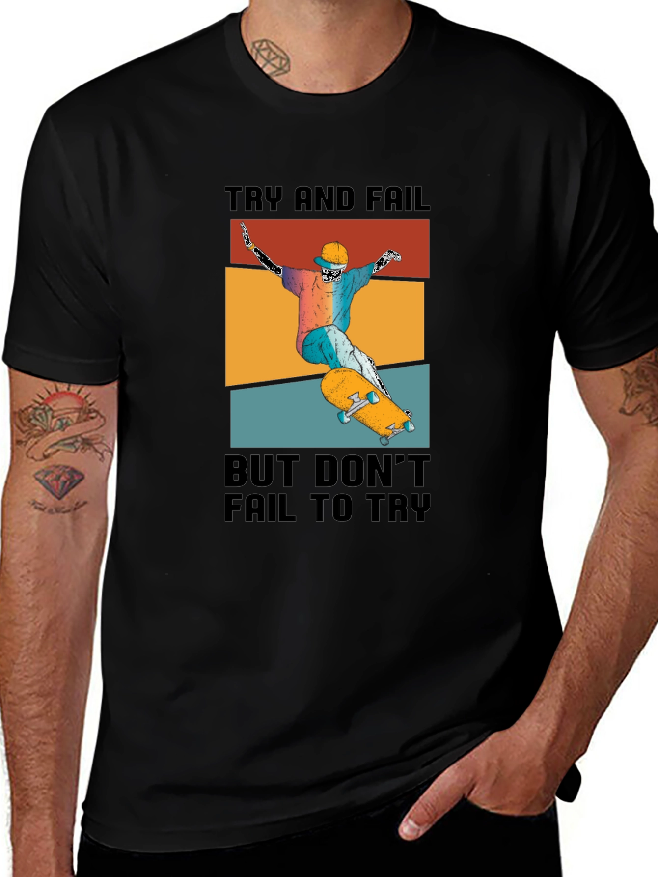 Variant 14 of Skateboard Graphic T-Shirt: Try and Fail, But Don't Fail to Try