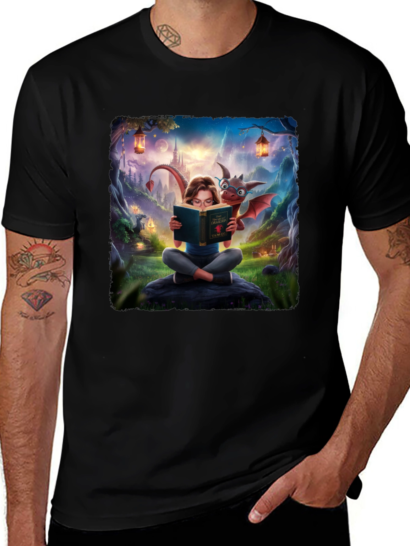 Variant 2 of Fantasy Dragon Reader Graphic Tee