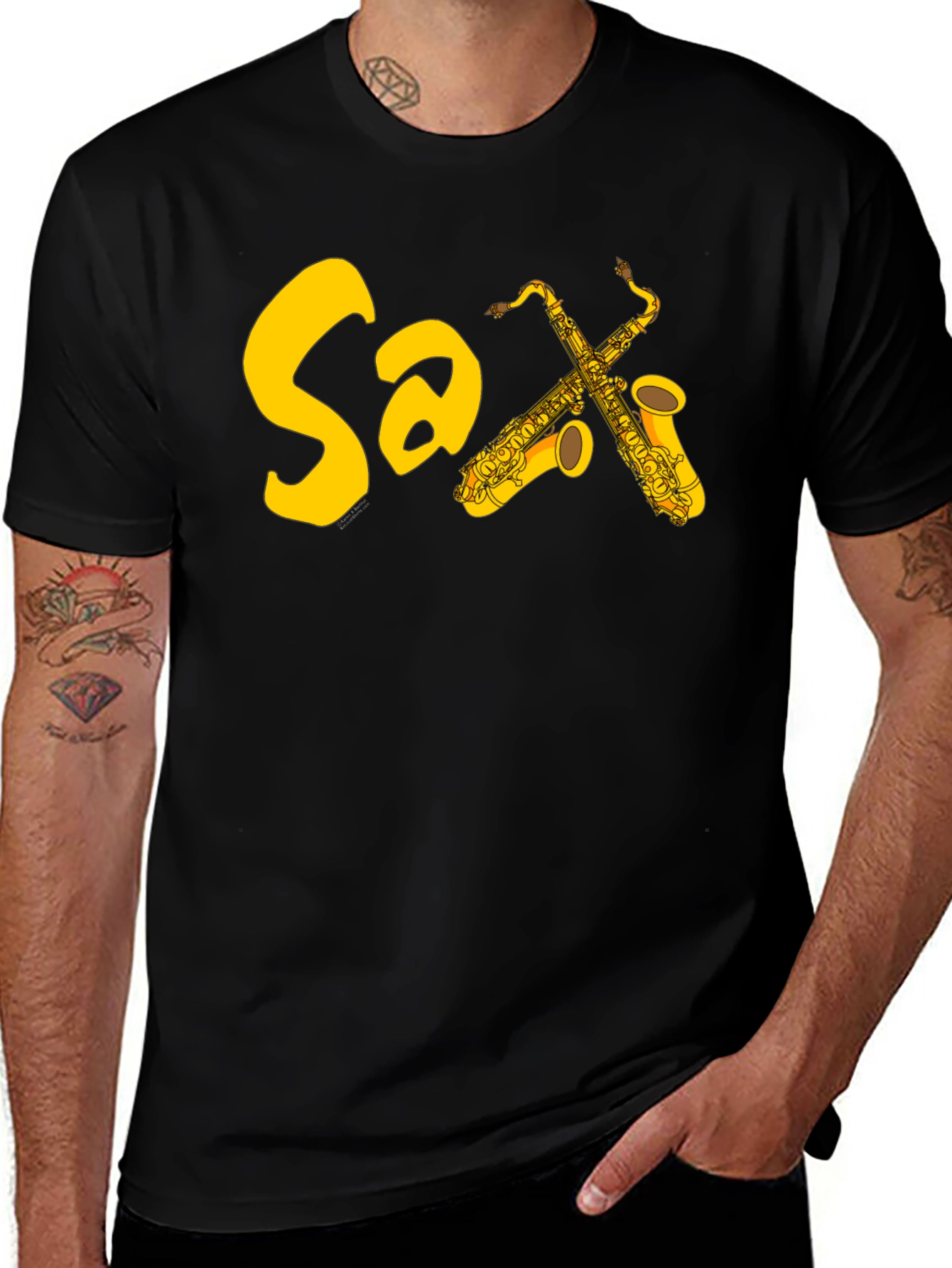 Variant 11 of Saxophone Music T-Shirt - Black Graphic Tee