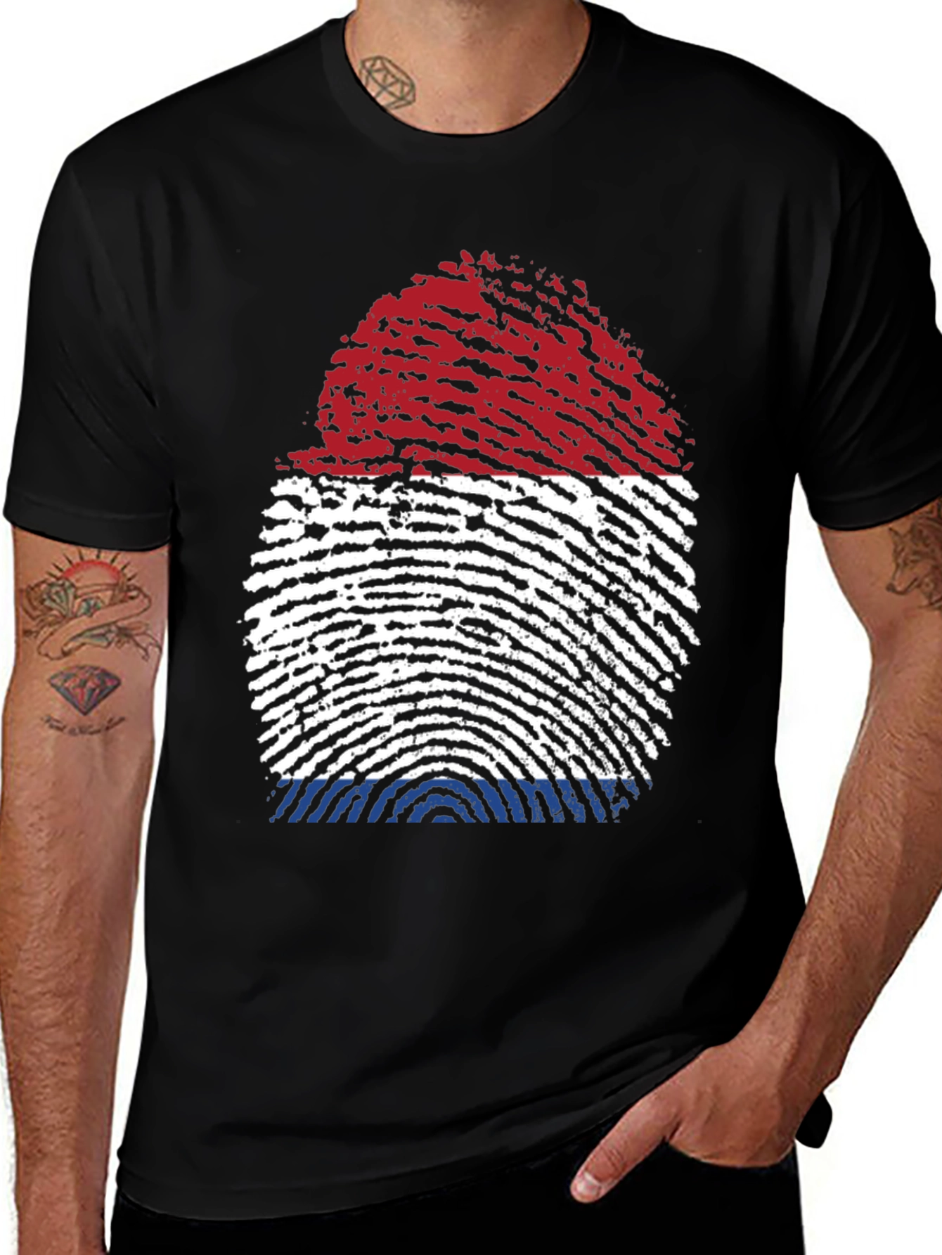 Variant 28 of Netherlands Flag Fingerprint T-Shirt