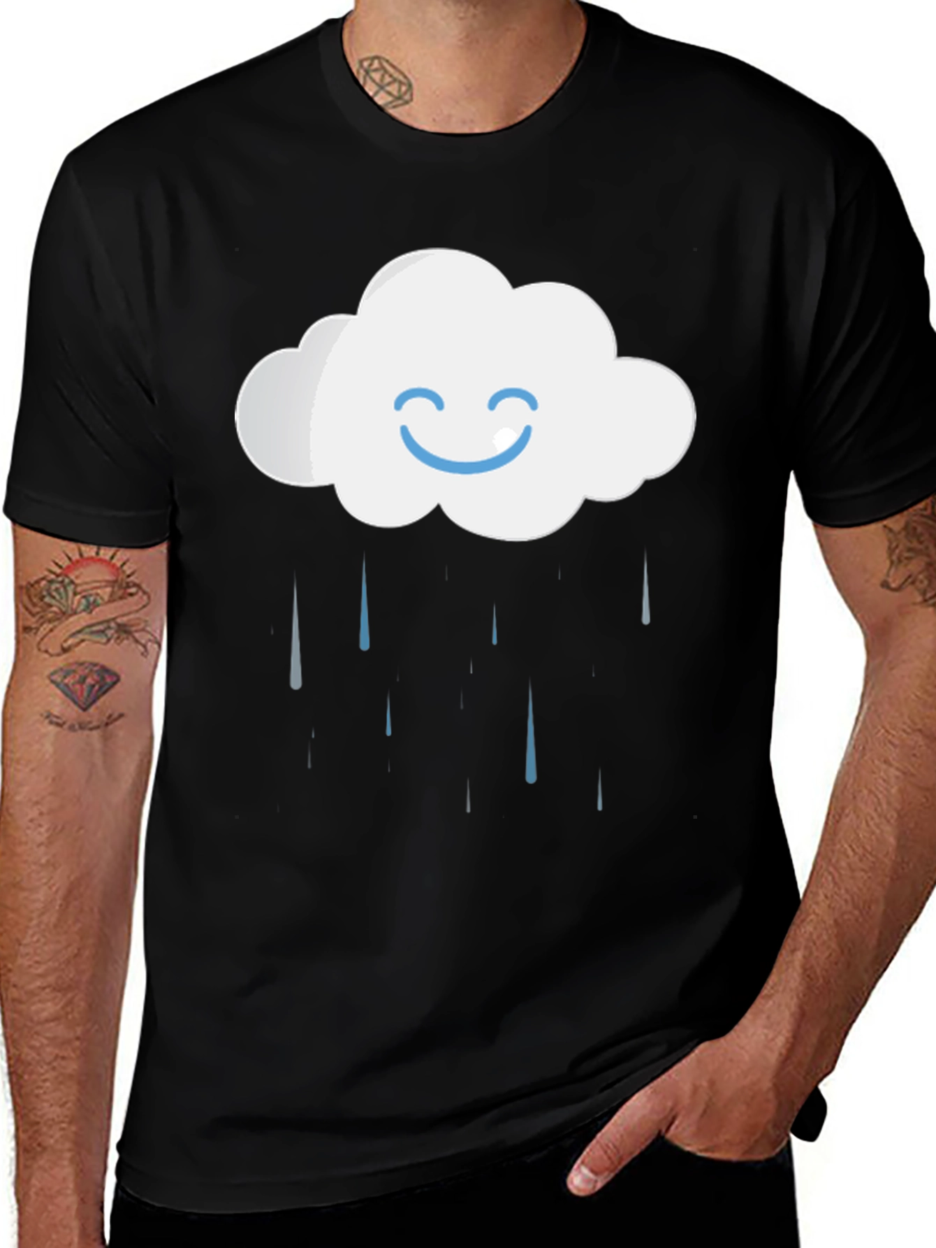 Variant 25 of Rainy Cloud Graphic T-Shirt - Comfort Cotton Blend