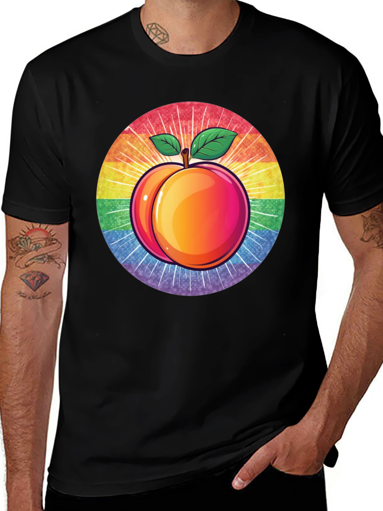 Peach Pride T-Shirt - LGBTQ+ Rainbow Fruit Graphic Tee