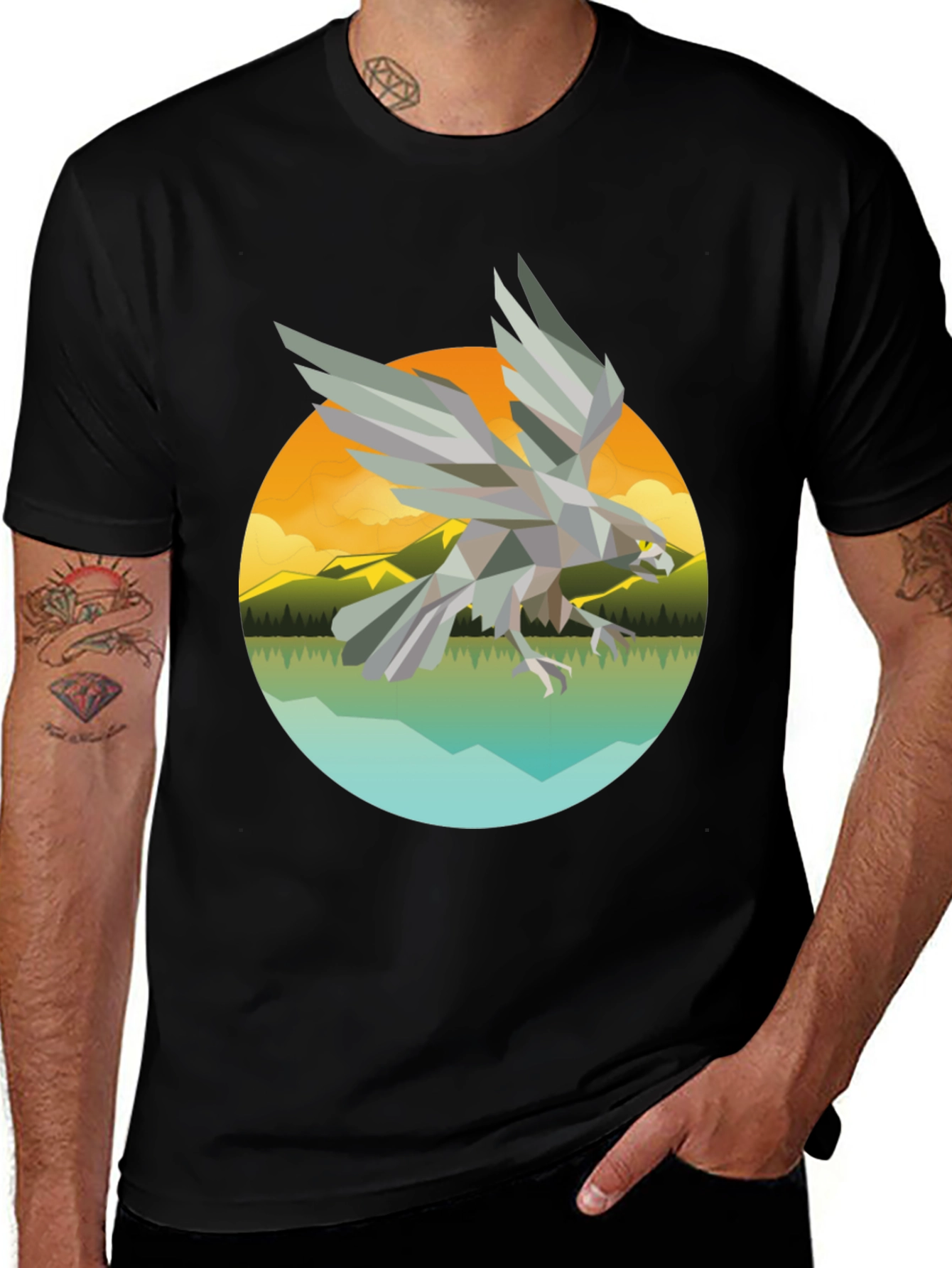 Variant 23 of Geometric Eagle T-Shirt - Abstract Graphic Tee
