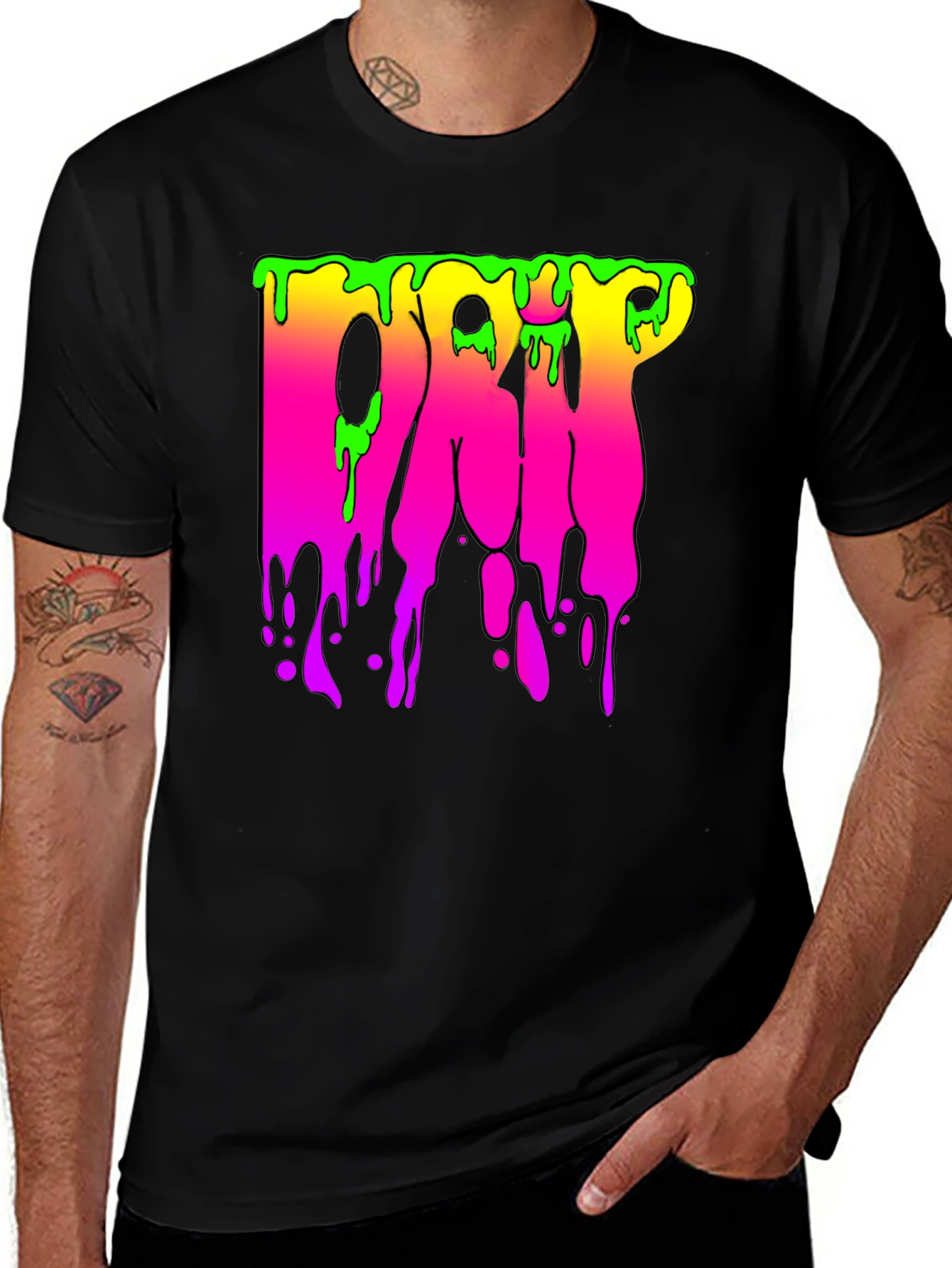 Variant 8 of Drip Graphic Black T-Shirt - Bold and Colorful