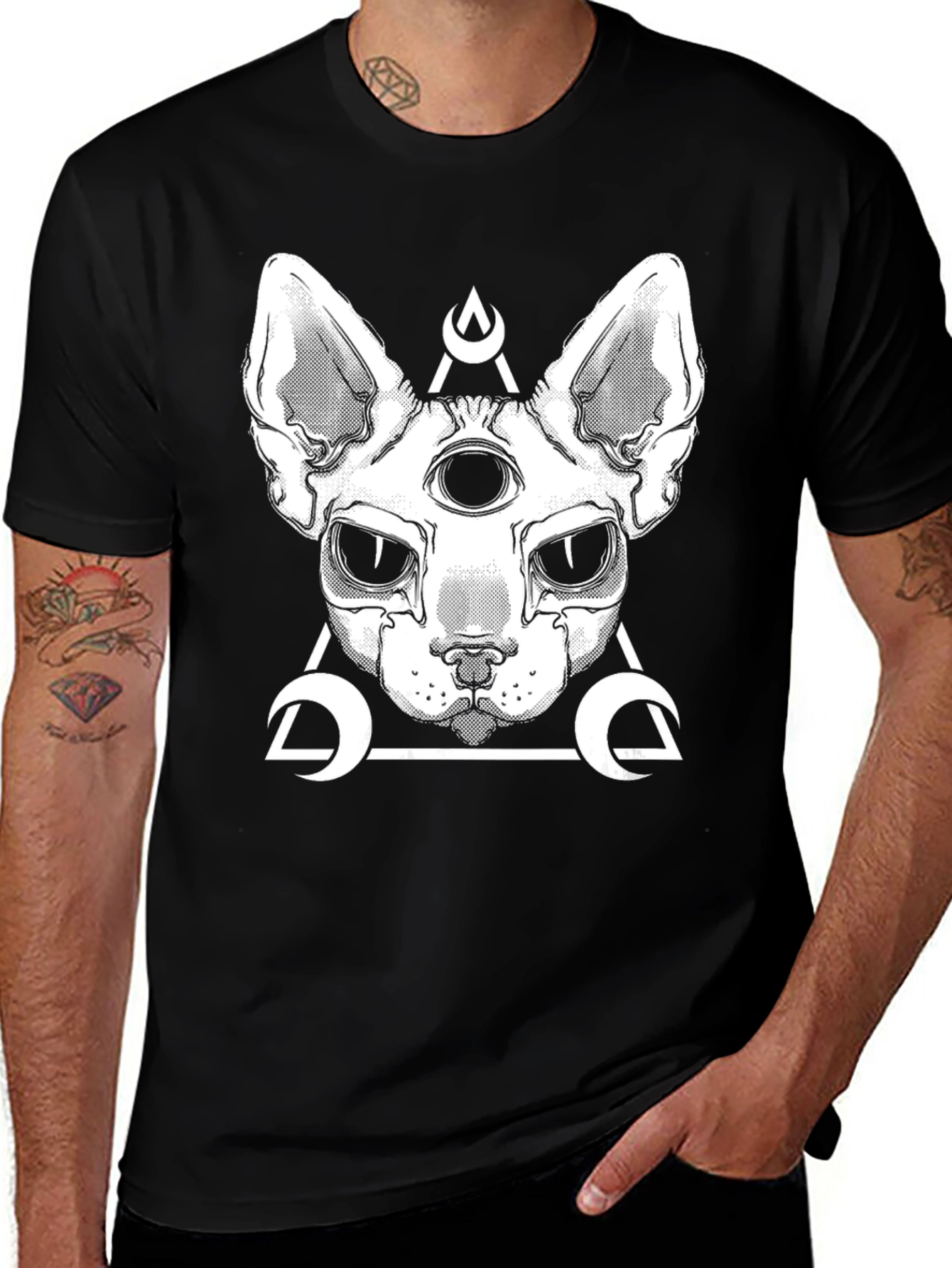 Variant 7 of Mystic Cat Graphic Tee - Third Eye Design