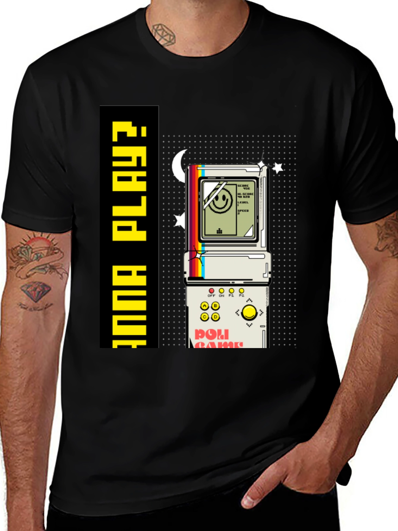 Retro Gamer T-Shirt - Wanna Play? Vintage Arcade Style