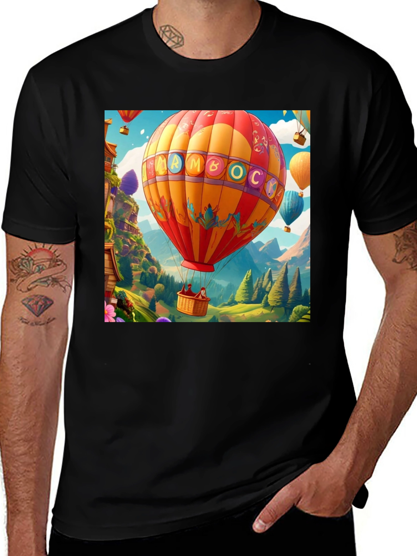 Variant 17 of Cartoon Hot Air Balloon Graphic Tee