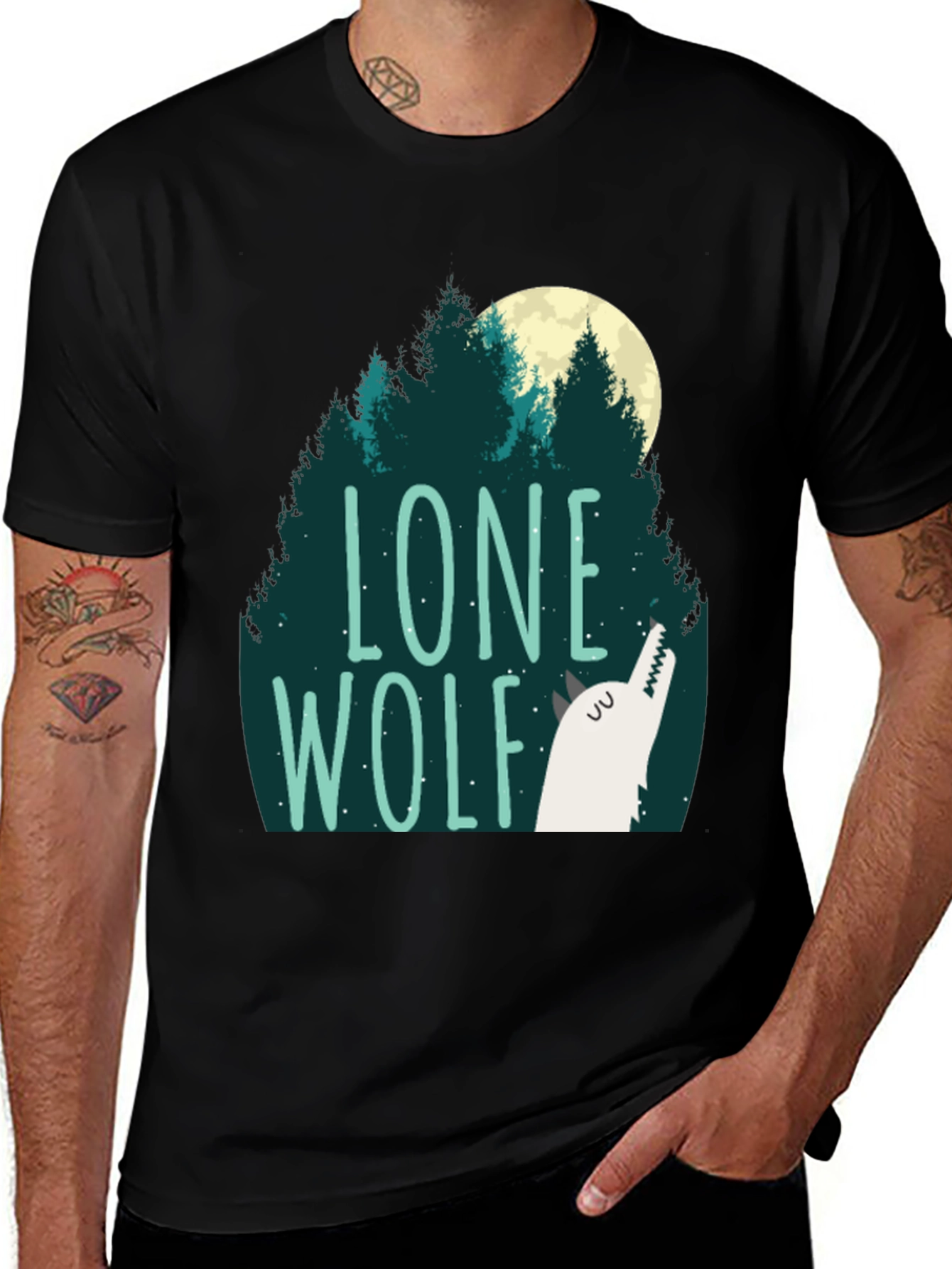 Variant 20 of Lone Wolf Graphic Tee - Men's Black T-Shirt