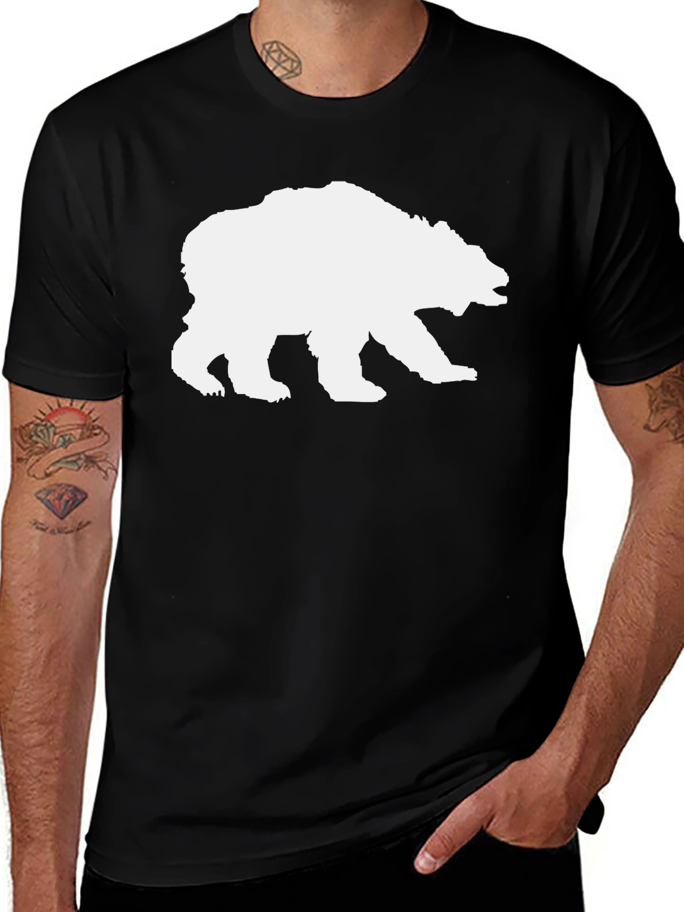 Variant 18 of Bear Graphic Tee - Men's Black T-Shirt