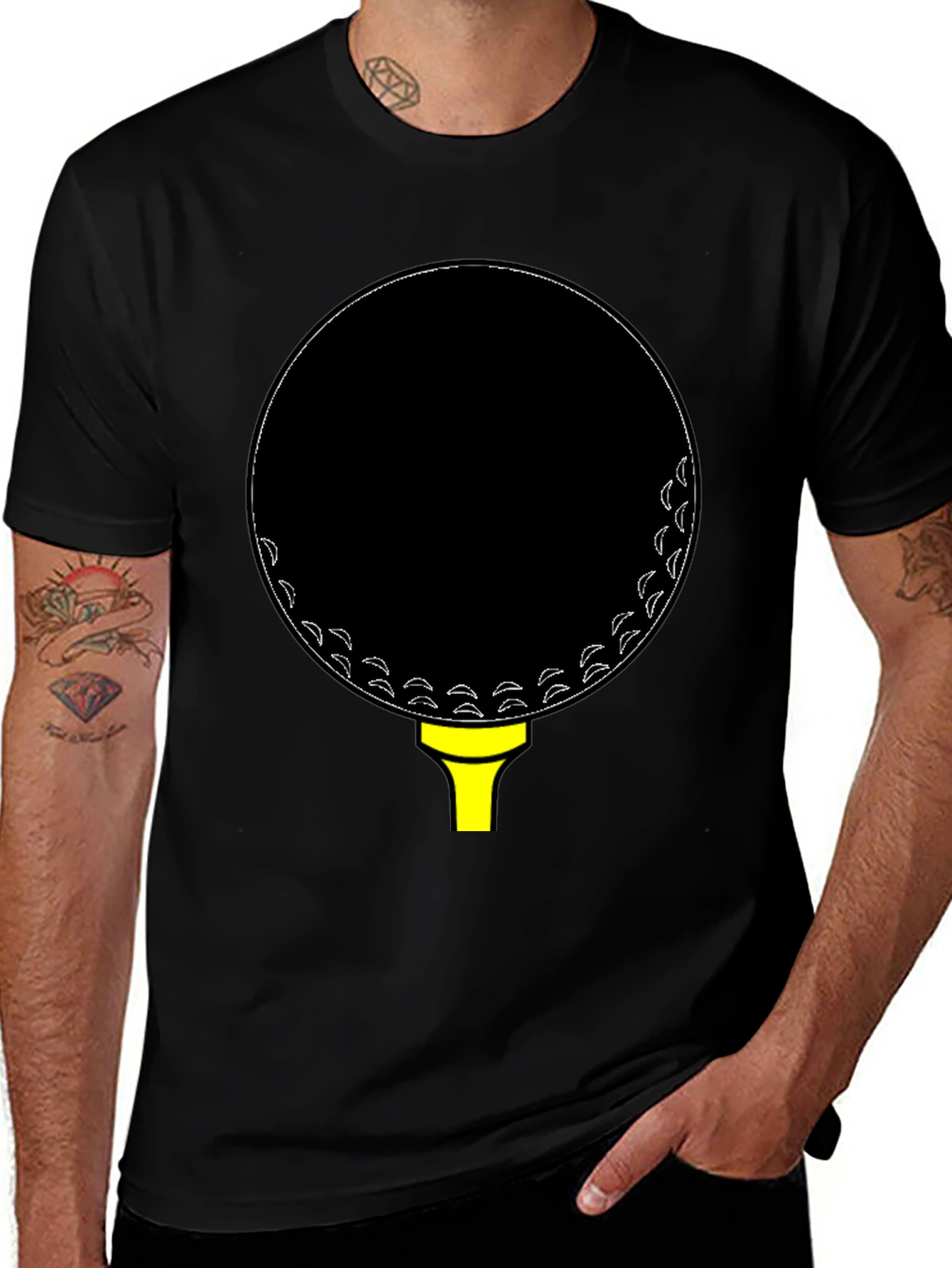 Variant 7 of Golf Ball Tee Black T-Shirt
