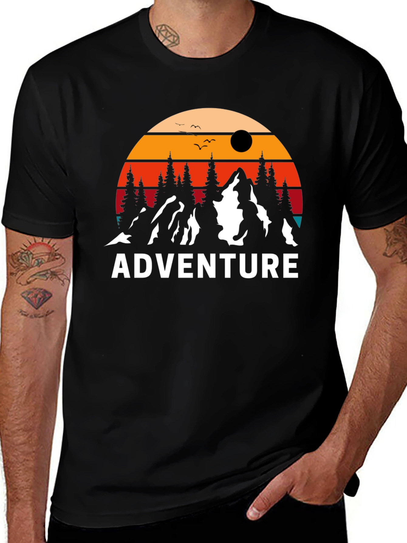 Variant 4 of Adventure T-Shirt - Mountain Sunset Design