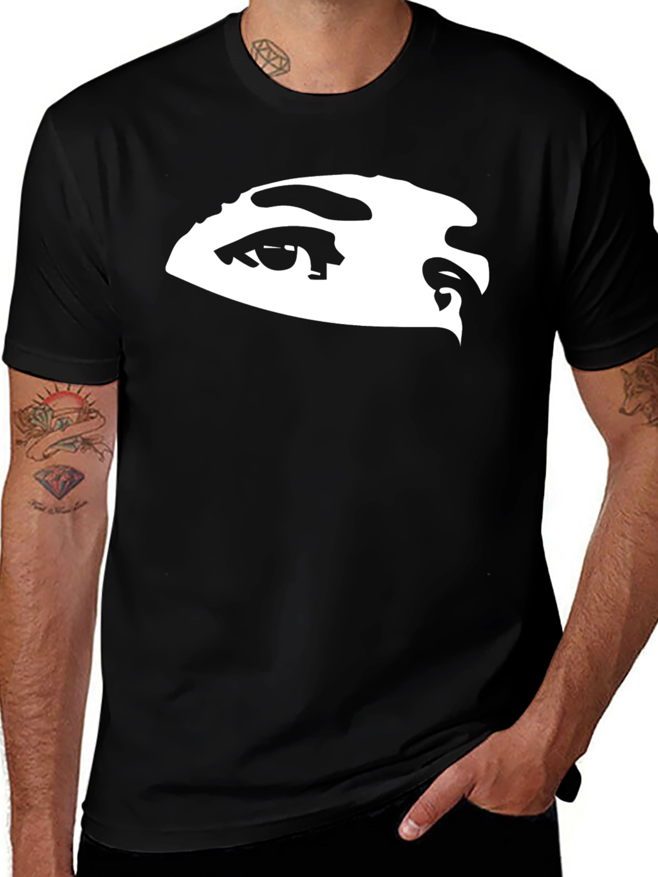 Variant 16 of Mysterious Eyes Graphic Black Tee for Men