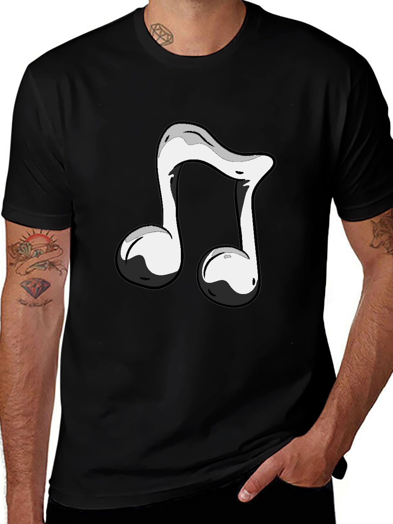Variant 15 of Black T-Shirt with Musical Note Design