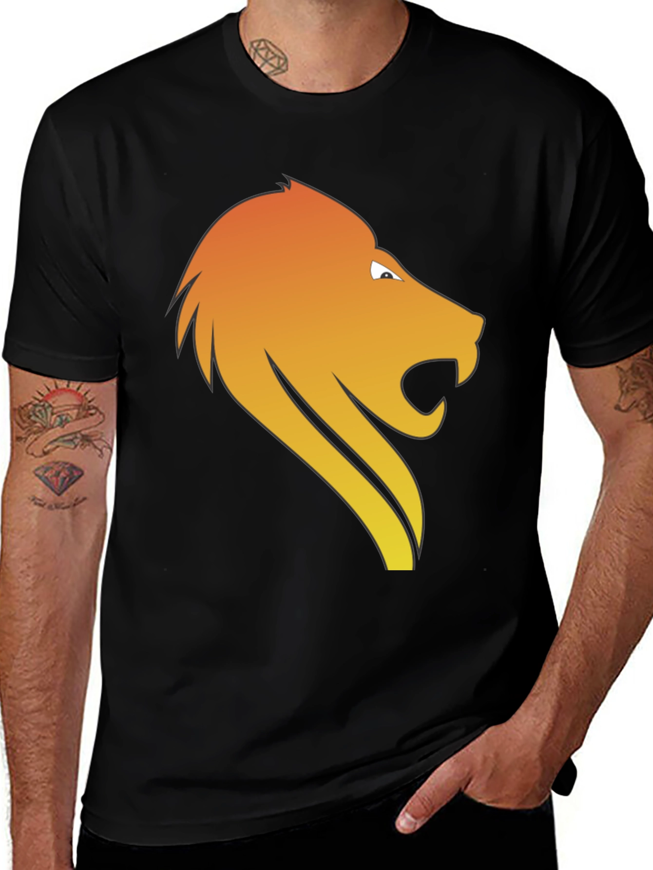 Variant 9 of Lion Graphic Tee - Black Cotton Blend