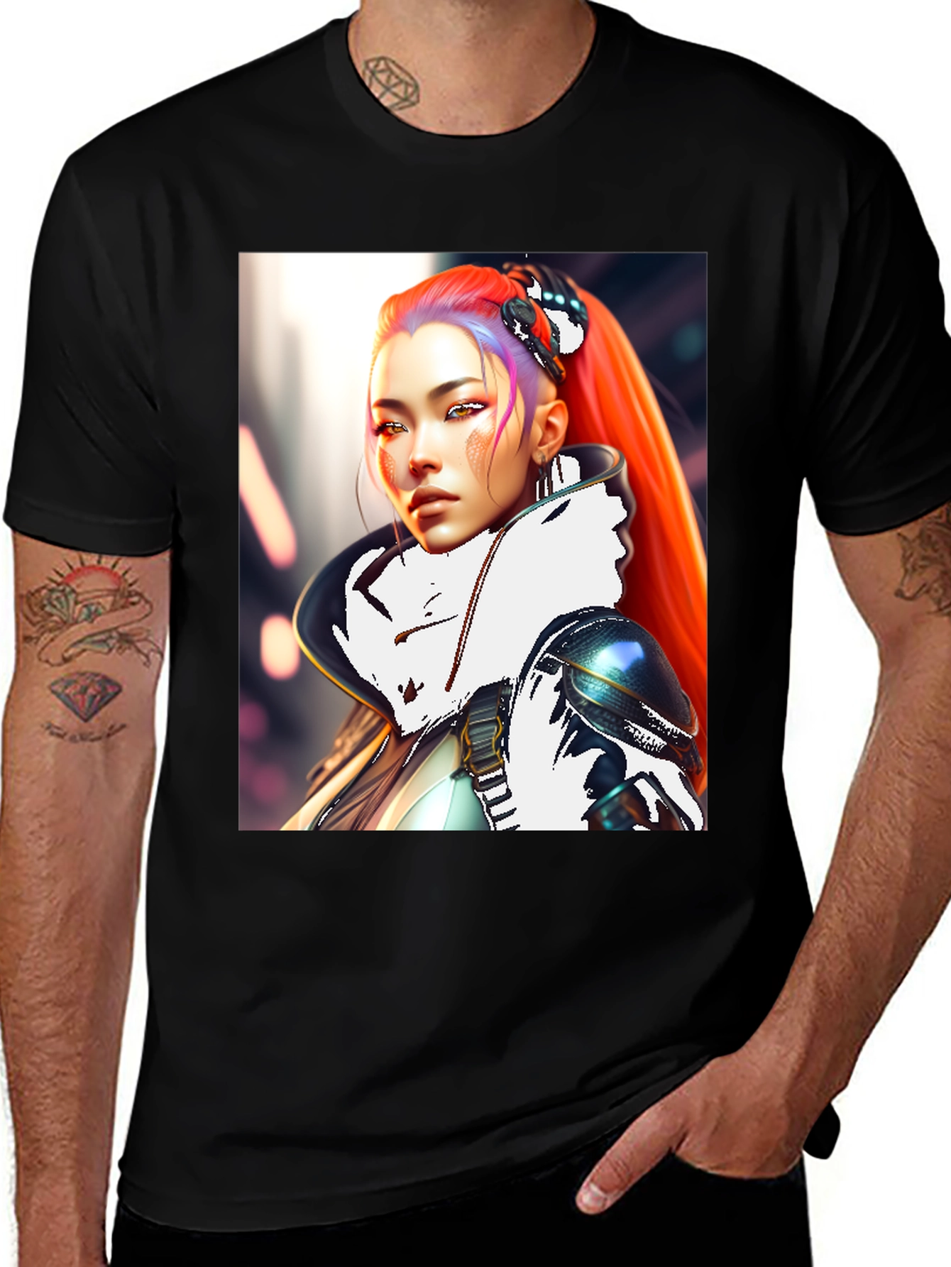 Variant 15 of Cyberpunk Style T-Shirt with Sci-Fi Woman Design