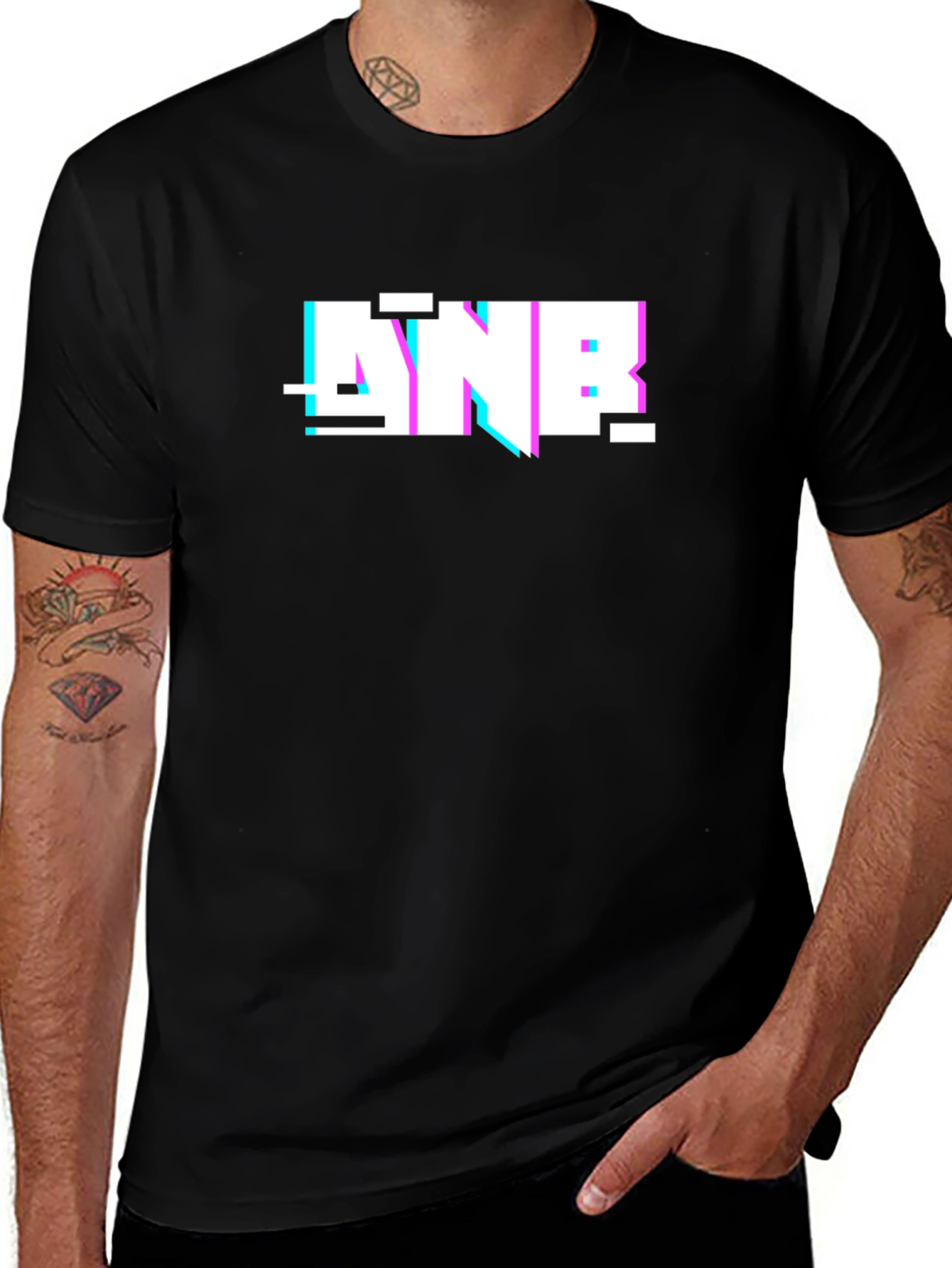 ANB Glitch Graphic Black Tee - Modern Casual Style